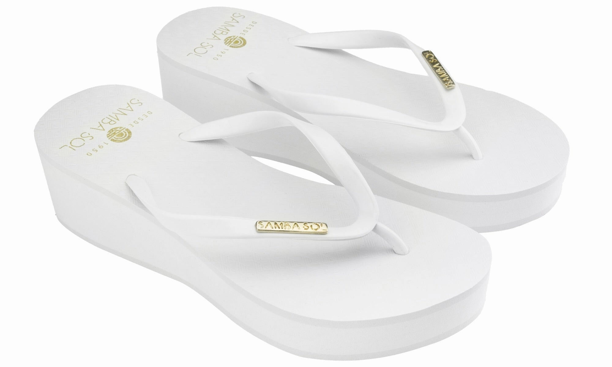 Samba Sol Womens Wedge Collection Flip Flops - White Best Rugged Flip Flops