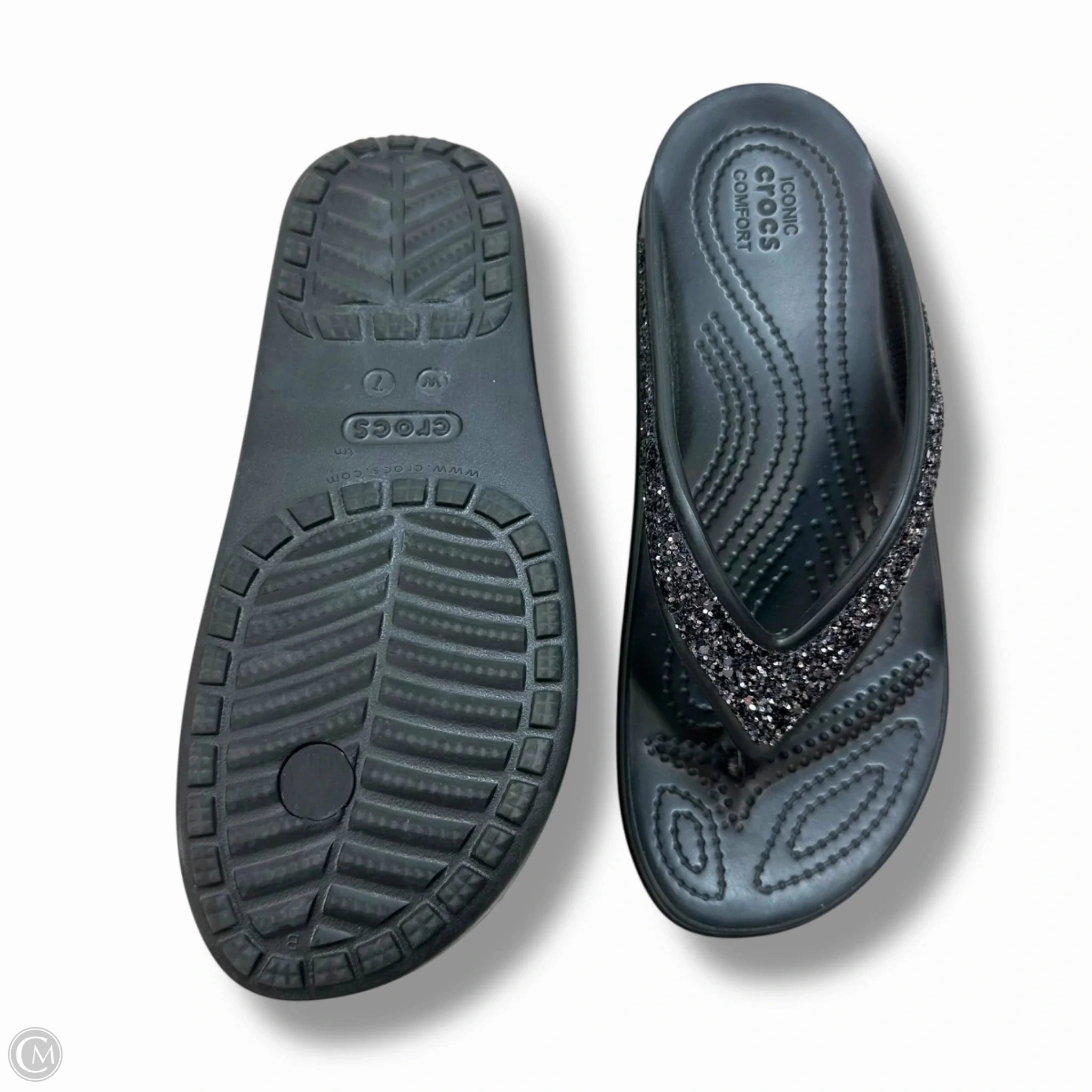 Sandals Flip Flops By Crocs In Black, Size: 7 Banana Republic Flip Flops