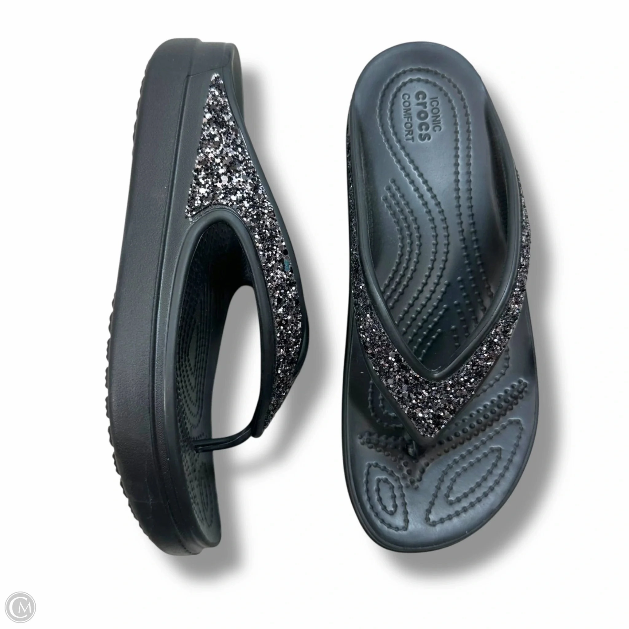 Inside Flip Flops Sandals Flip Flops By Crocs In Black, Size: 7