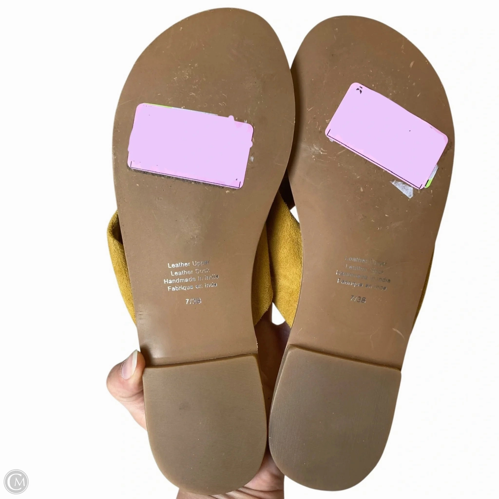 Sandals Flip Flops By Jeffrey Campbell In Tan & Yellow, Size: 7 Fleur De Lis Flip Flops