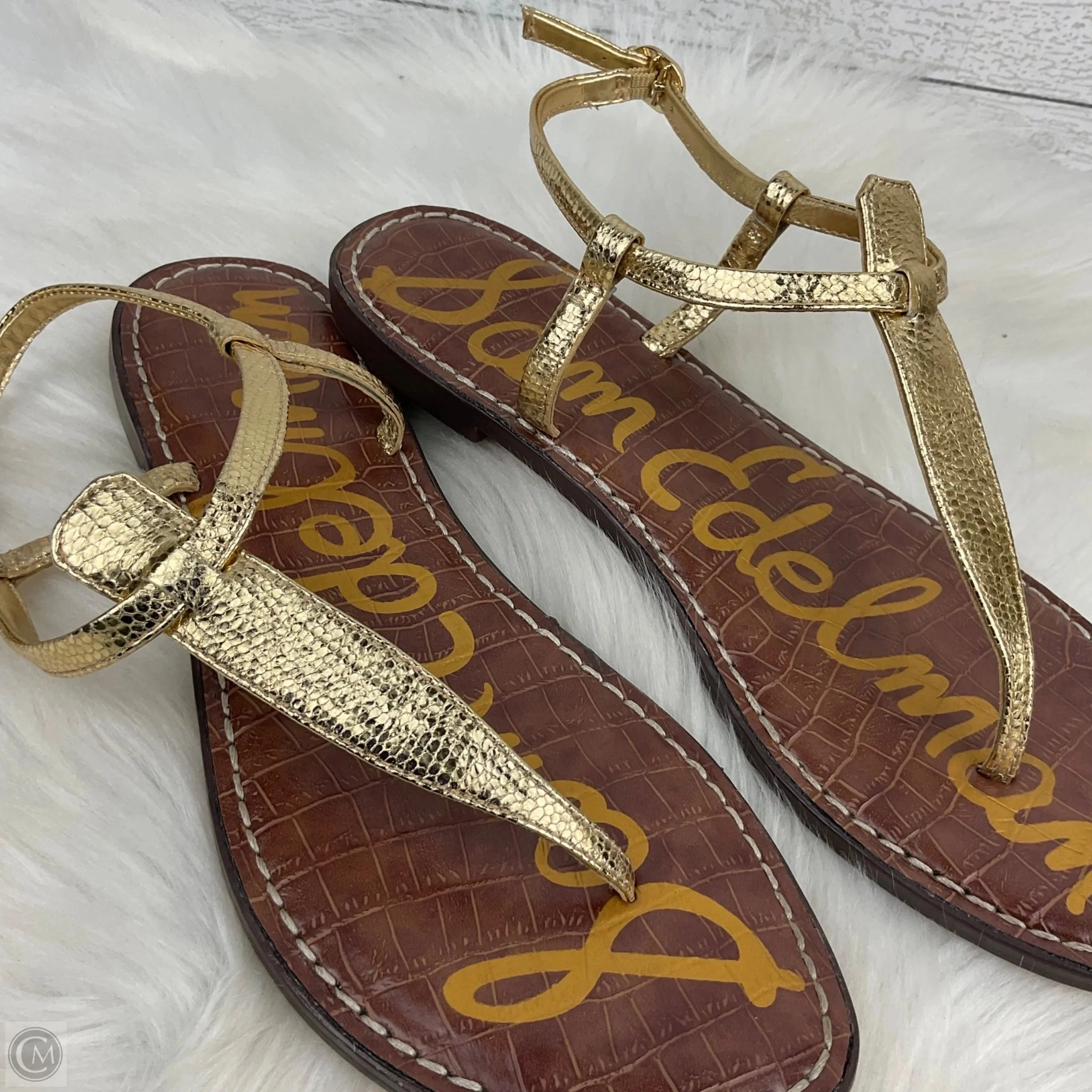 Sandals Flip Flops By Sam Edelman In Gold, Size: 8.5 Flip Flops Green And Red
