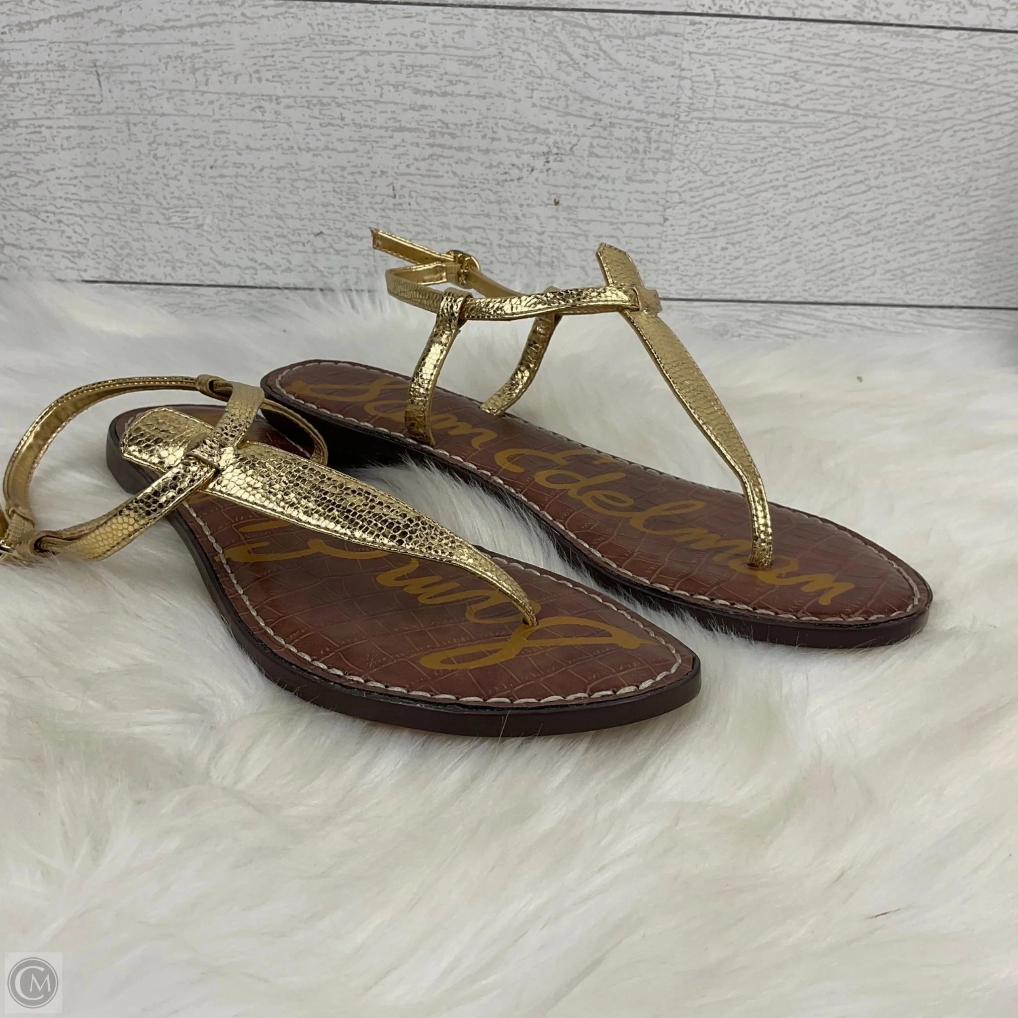 Triangle Flip Flops Sandals Flip Flops By Sam Edelman In Gold, Size: 8.5