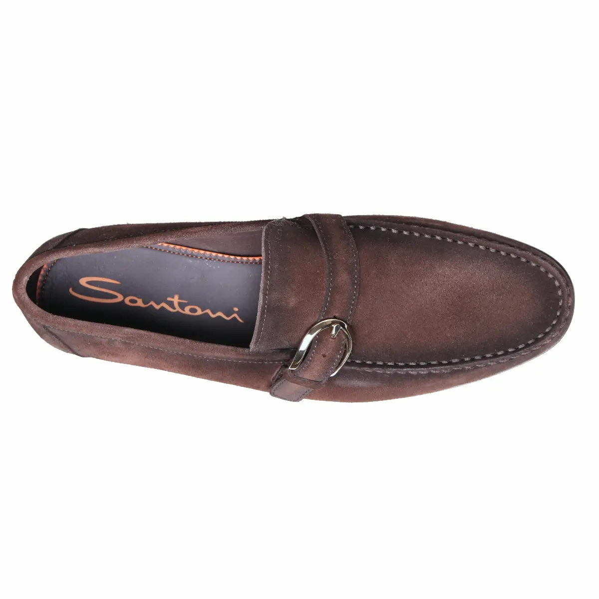 Raffia Loafers Santoni - Brown Slip On Single Buckle Suede Loafers
