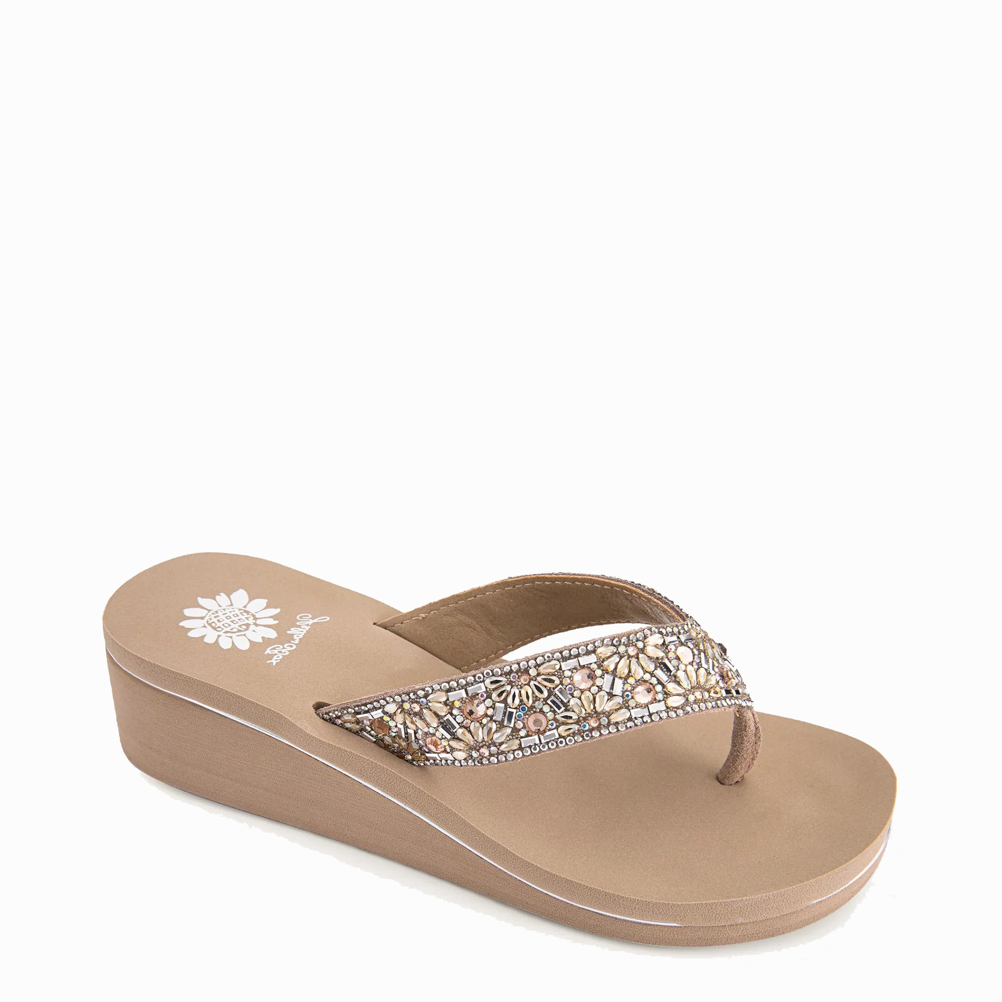 Savira Taupe Flip Flops Roxy Leather