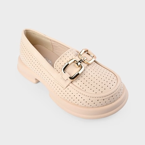 Girls Loafer 703-1-BEIGE Loafers Driving