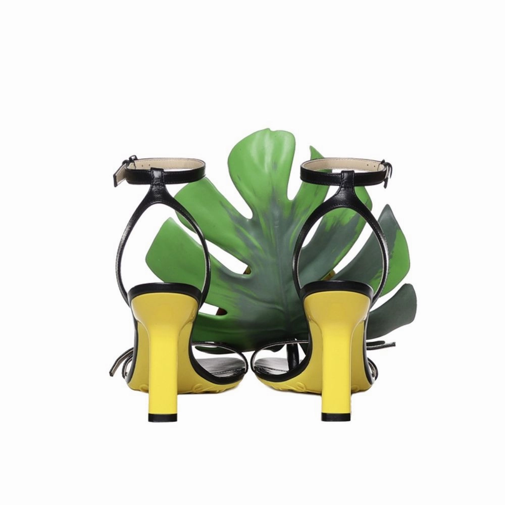 Loewe Black Lamb Leather Stiletto Heel Sandals Cross Strap Sandals