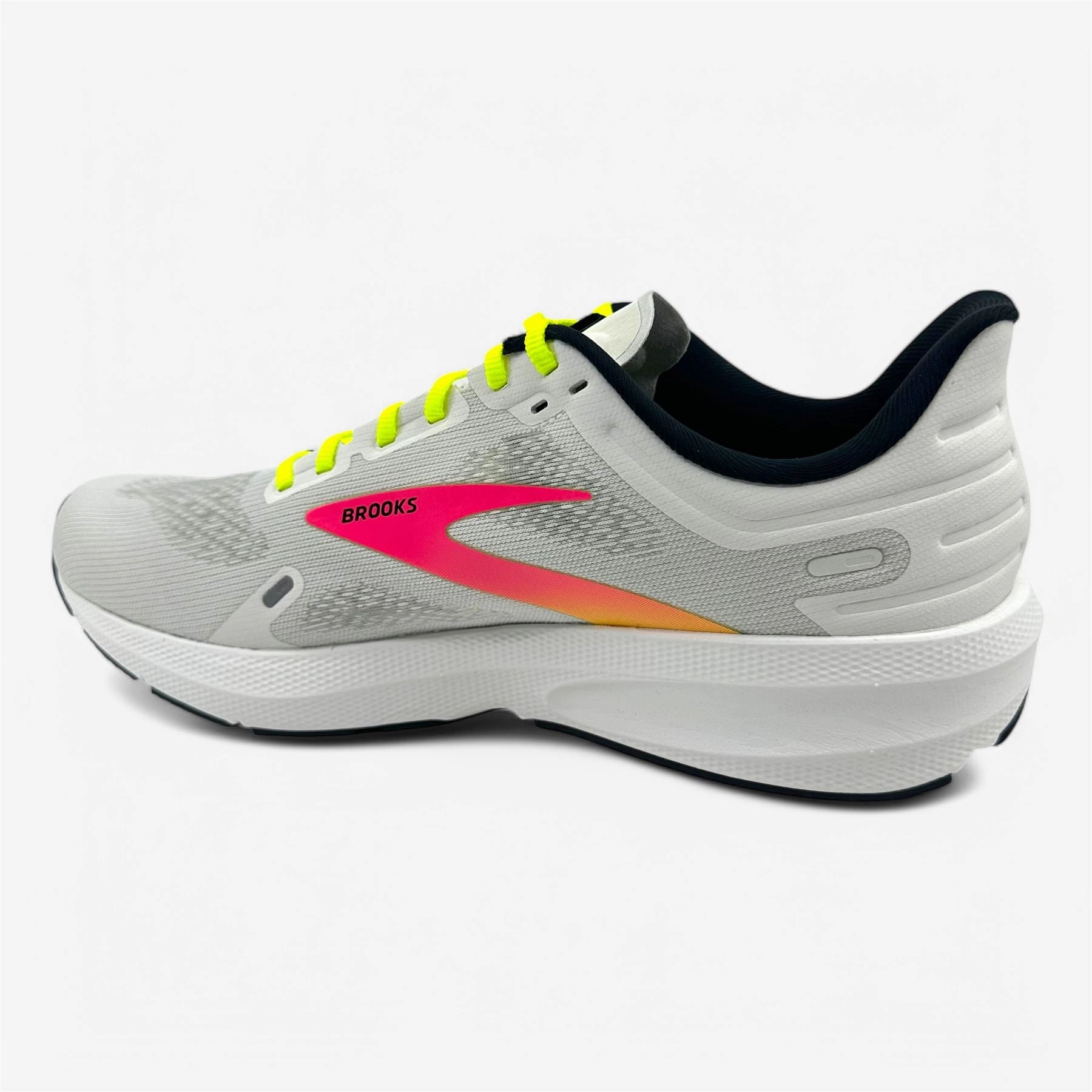 Brooks Launch 9 White Pink Nightlife Mens Athletic Speed Sneaker Hyperion Tempo Running Shoes