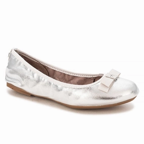 SHEA Ballet Flat Shoes - Silver Tumble Nappa Flat Cross Country Shoes