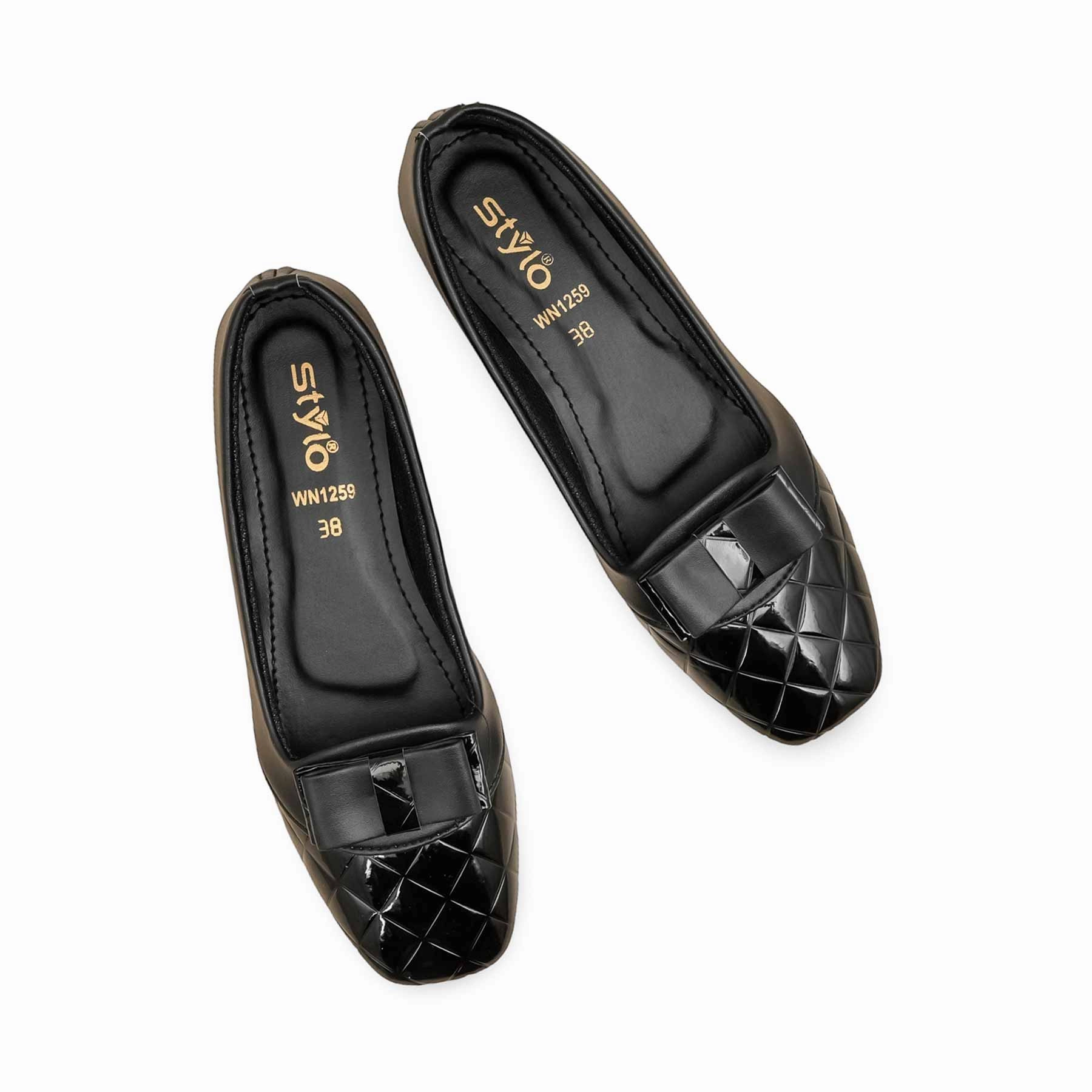 Designer Flat Shoes Wedding Black Pumps For Ladies WN1259