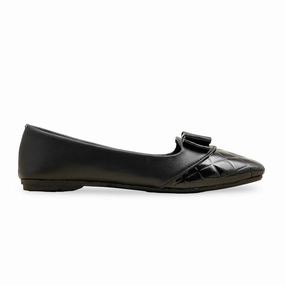 Black Pumps For Ladies WN1259 Flat Shoes Rubber