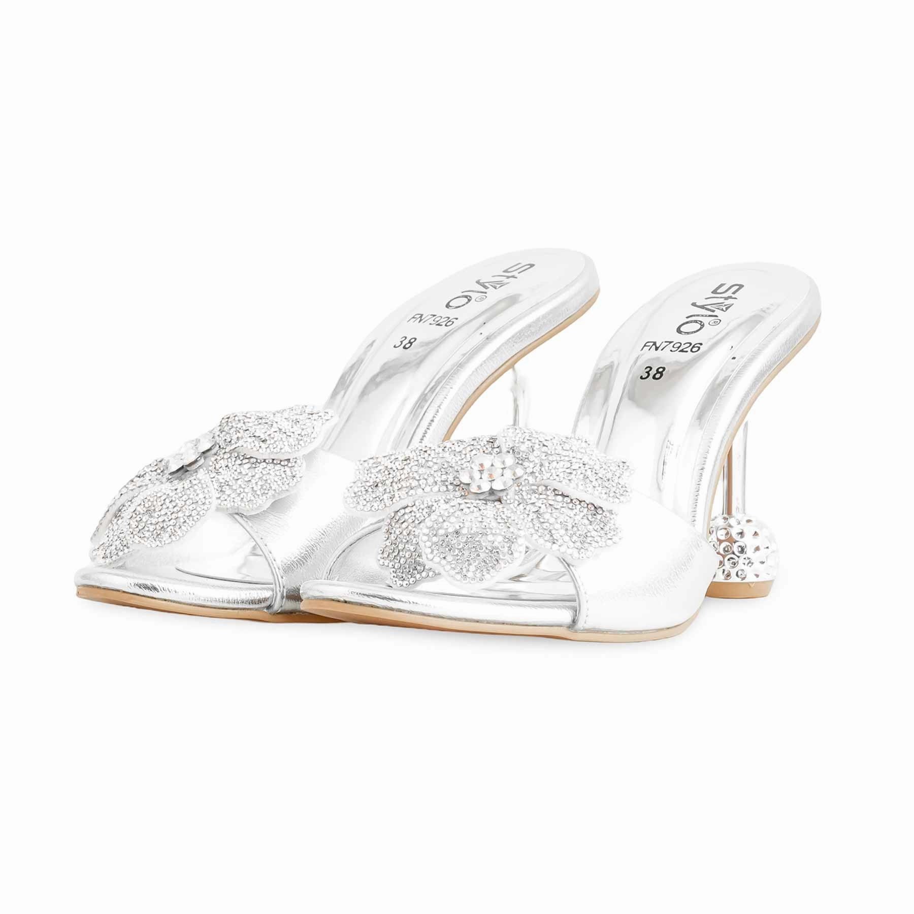 Silver Fancy Bridal Slipper FN7926 Croc House Slippers