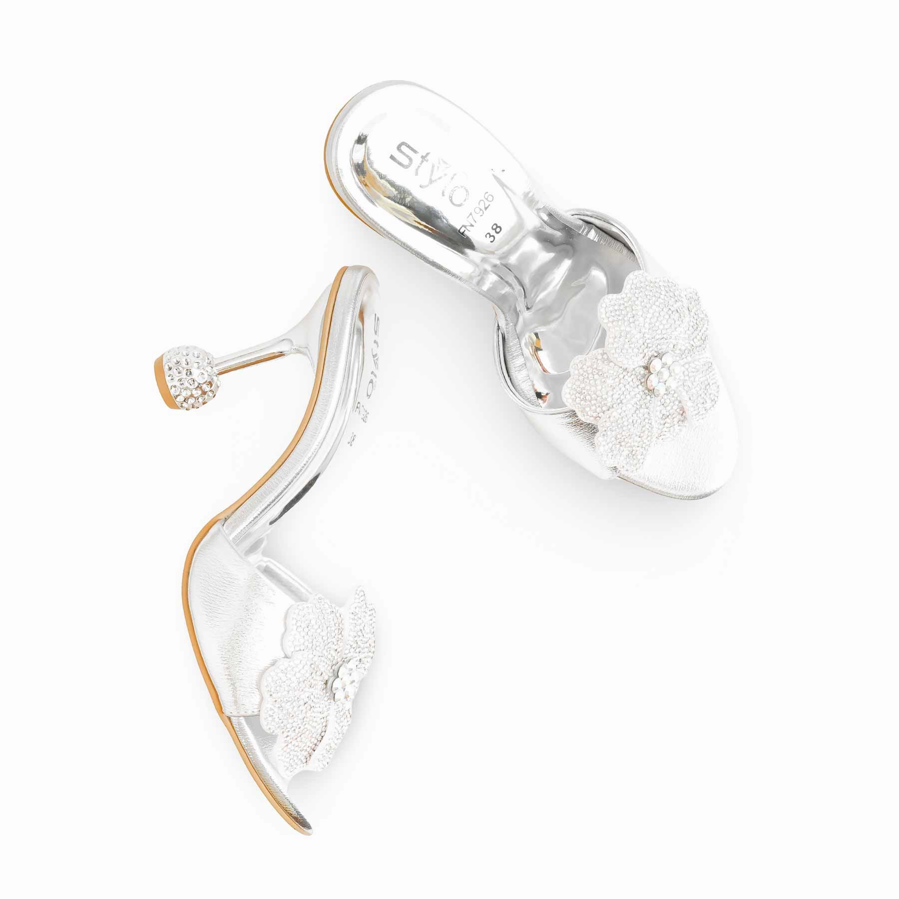 Velvet Ballet Slippers Silver Fancy Bridal Slipper FN7926