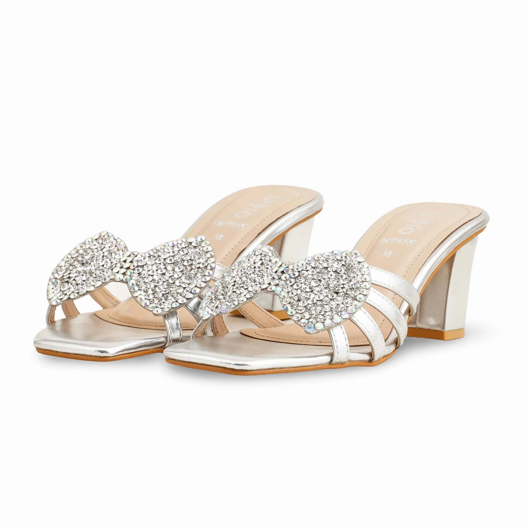 Silver Fancy Slipper For Ladies FN7955 Childrens Moccasins Slippers