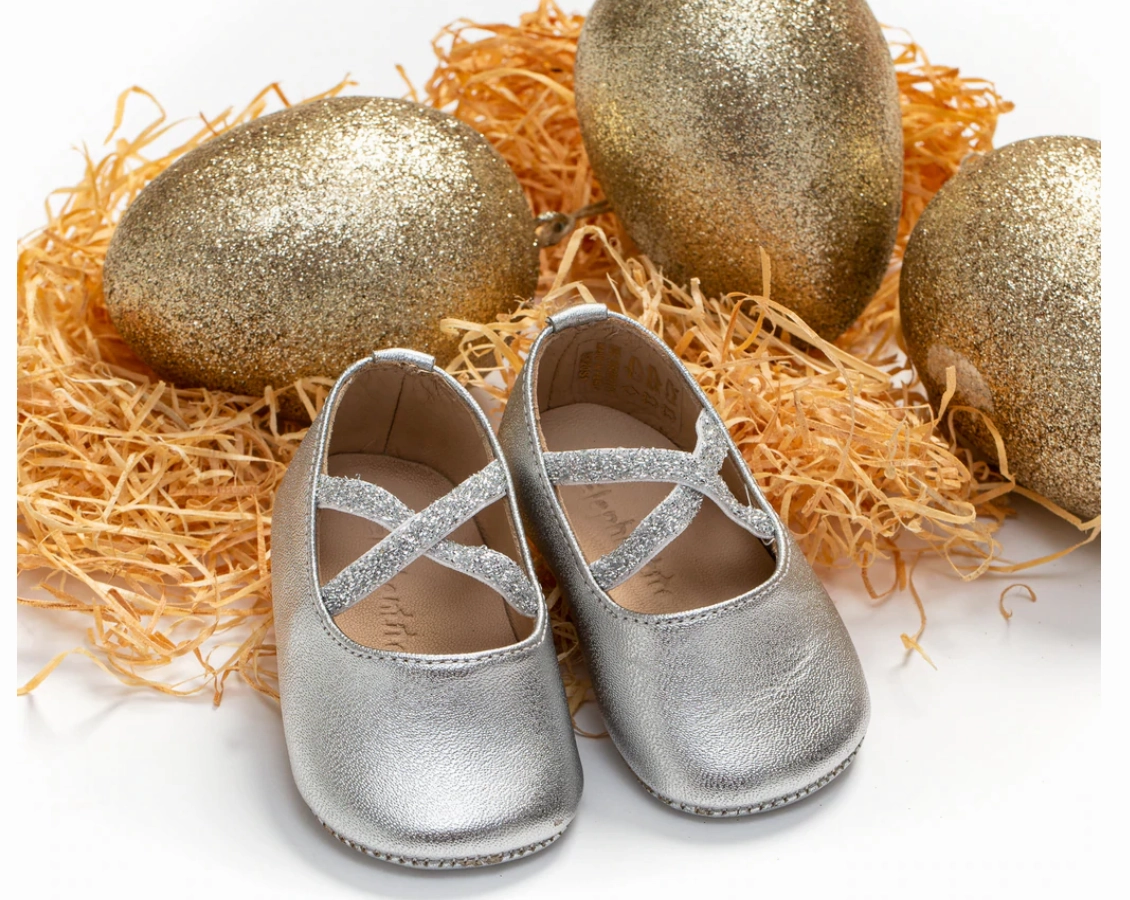 Silver Infant Ballerina Barefoot Shoes Flats