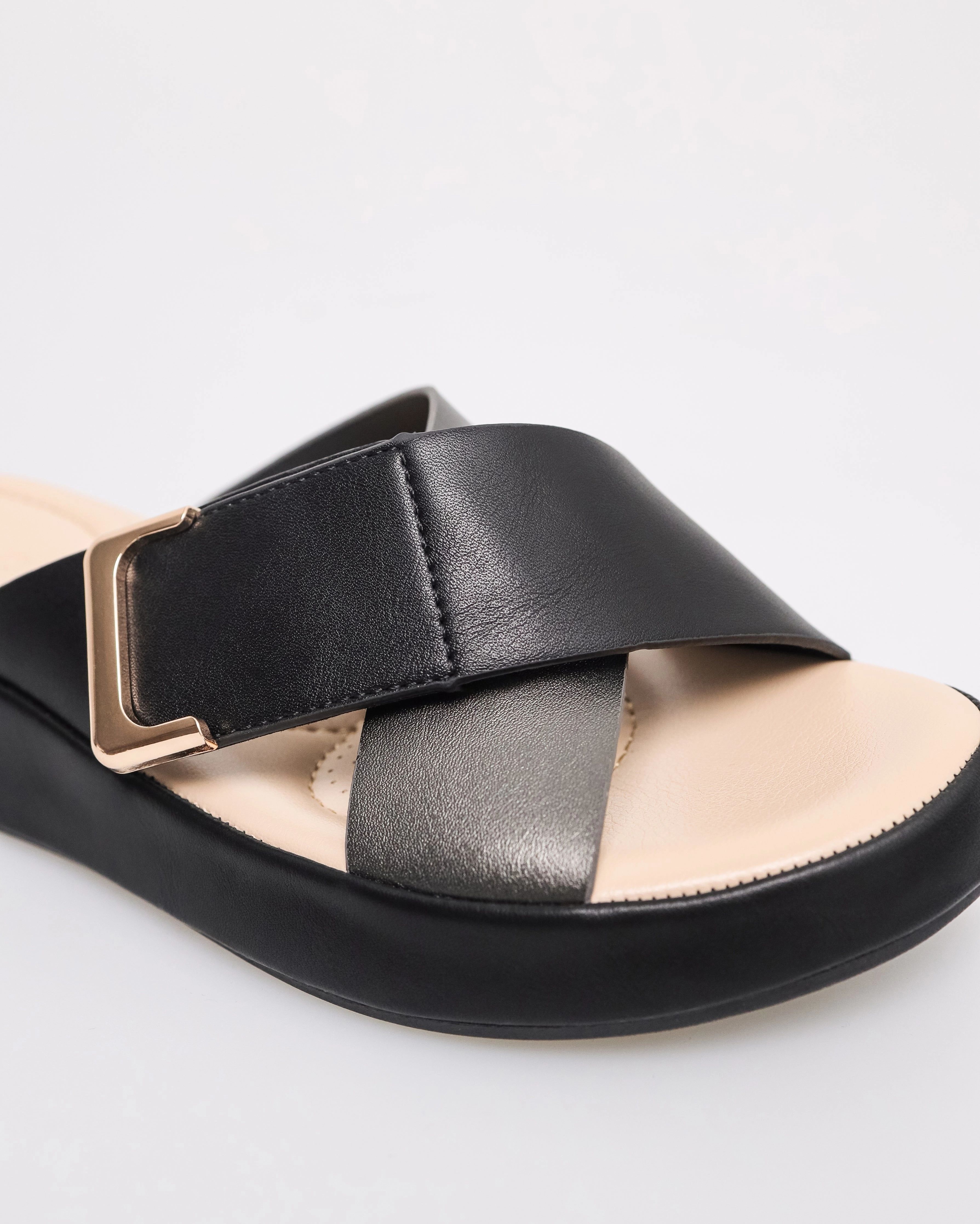 Sandals With Heels Tomaz YX205 Ladies Folded Sandals (Black)