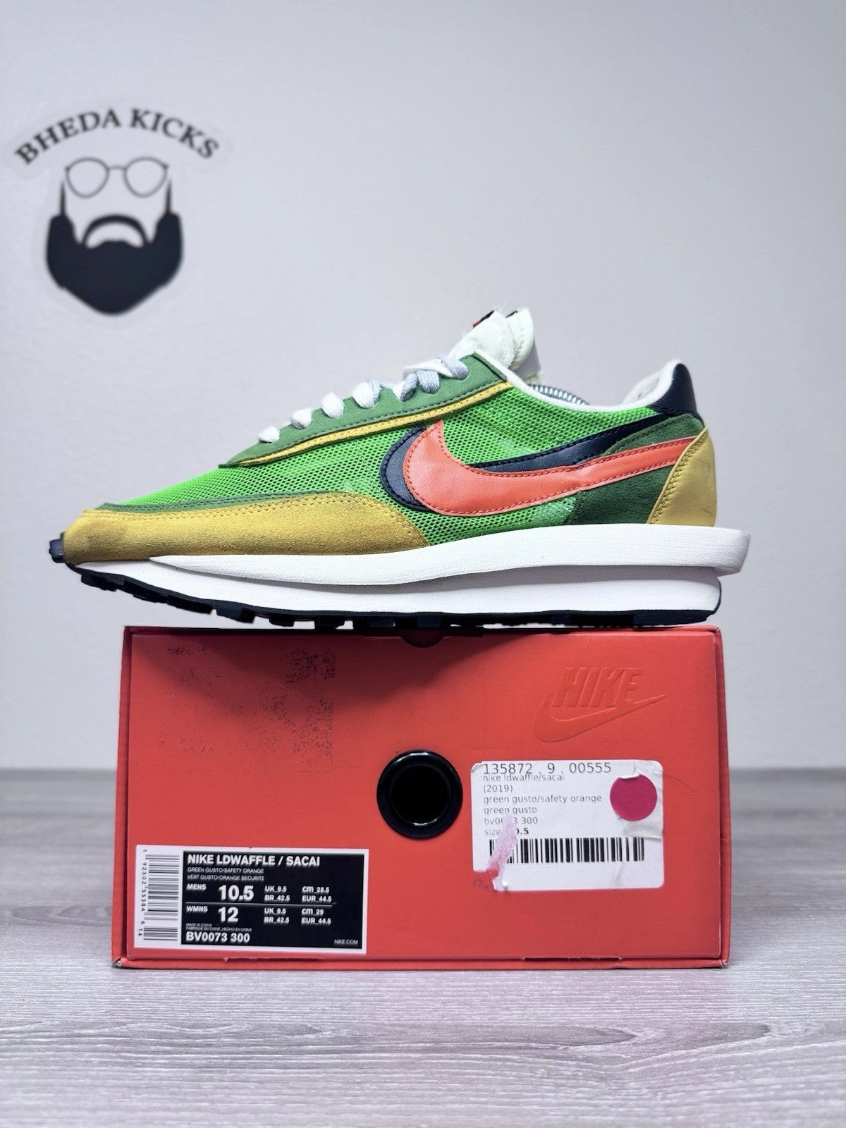 Asics Shoes 10.5 Size 10.5 - Nike Sacai LDWaffle Green Gusto BV0073-300 Preowned Authentic