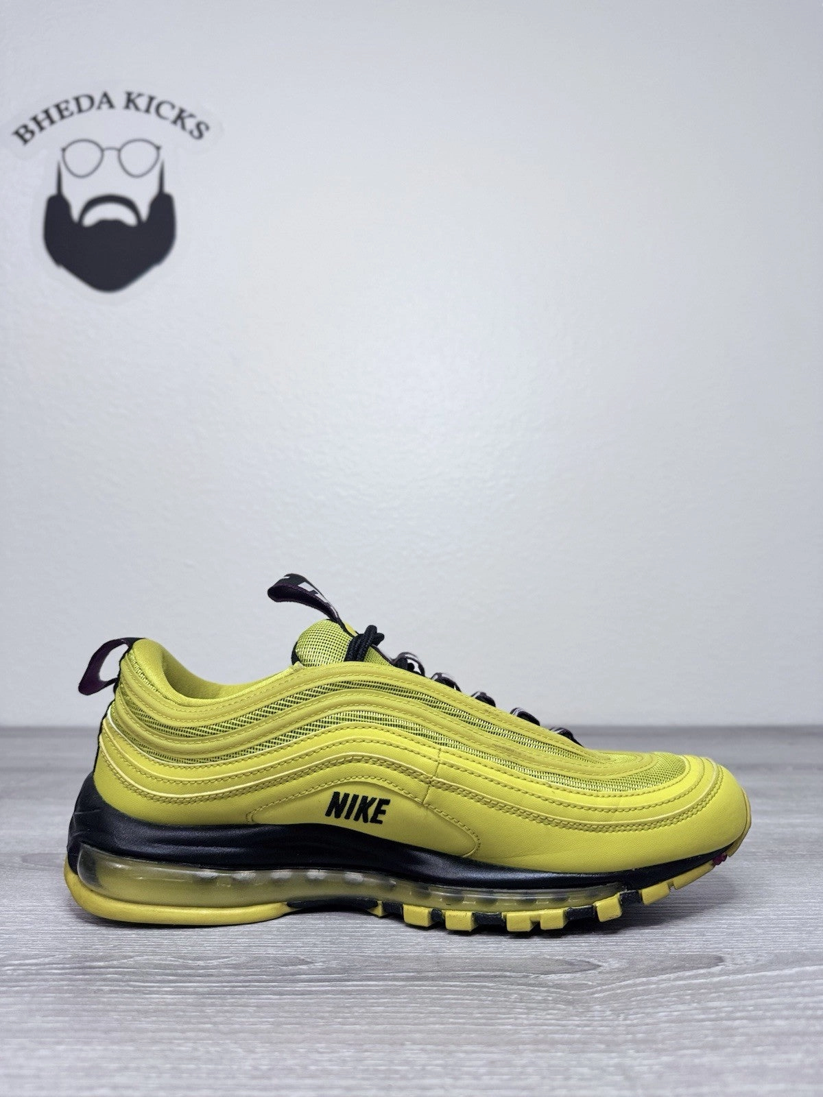 Size 10 - Nike Air Max 97 Bright Citron Yellow Black Sneakers AV8368-700 Famous Footwear Asics Shoes