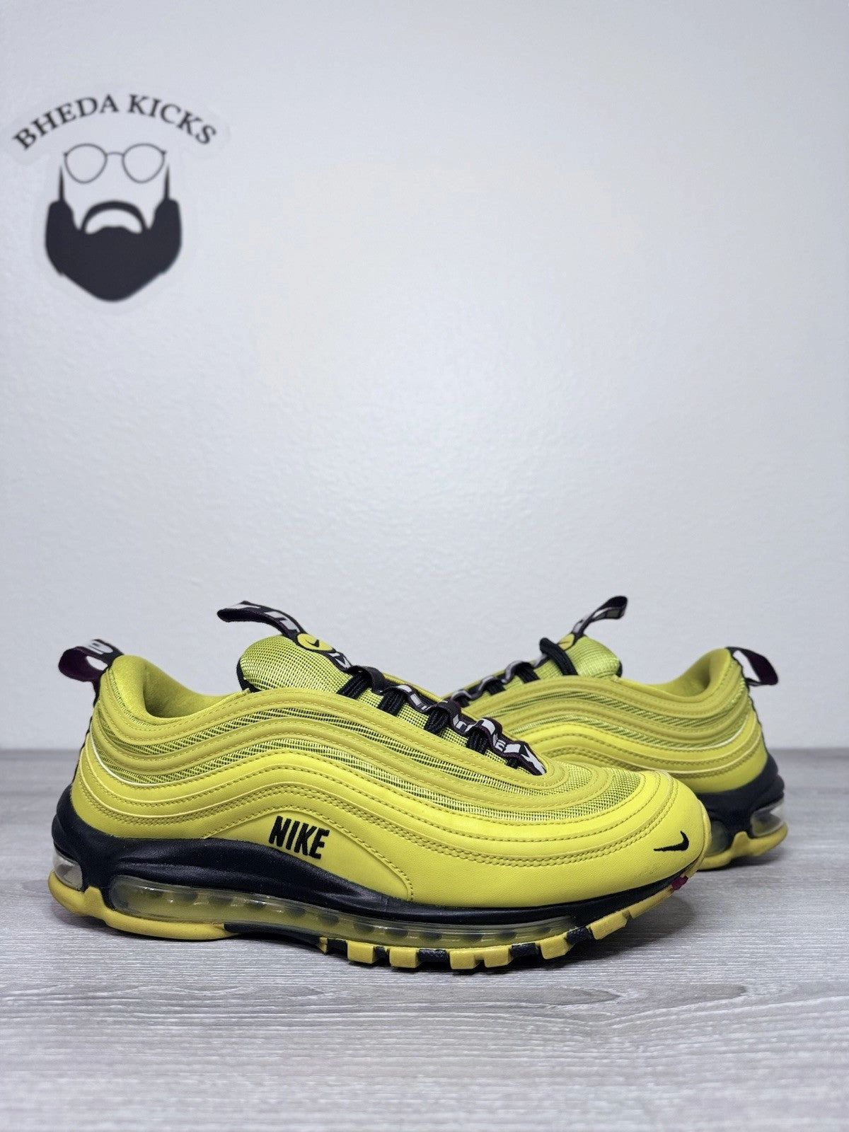 Asics Clearance Shoes Size 10 - Nike Air Max 97 Bright Citron Yellow Black Sneakers AV8368-700