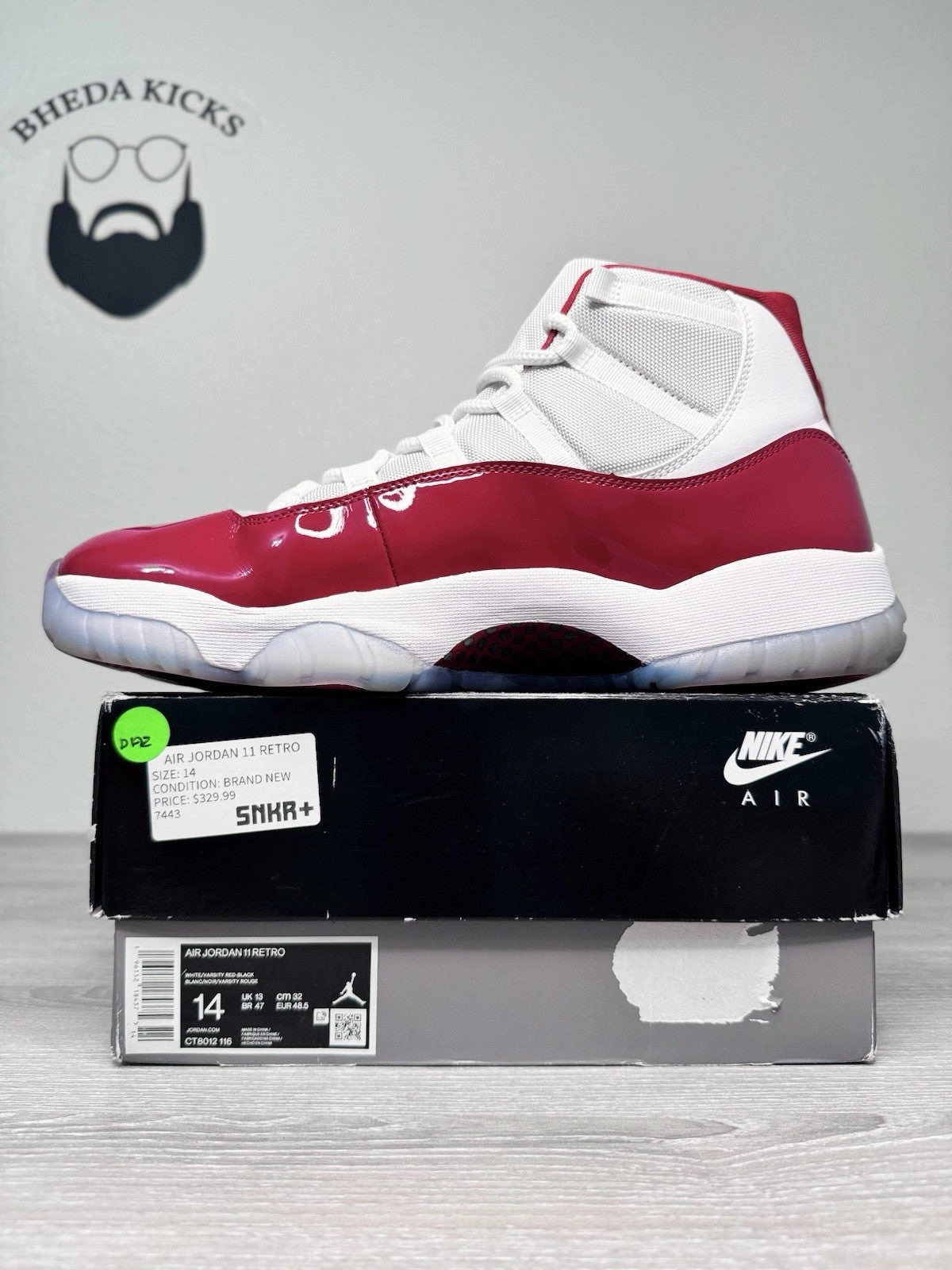 Size 14 - Nike Jordan 11 Retro Cherry 2022 (CT8012-116) Men's Preowned Asics Badminton Shoes