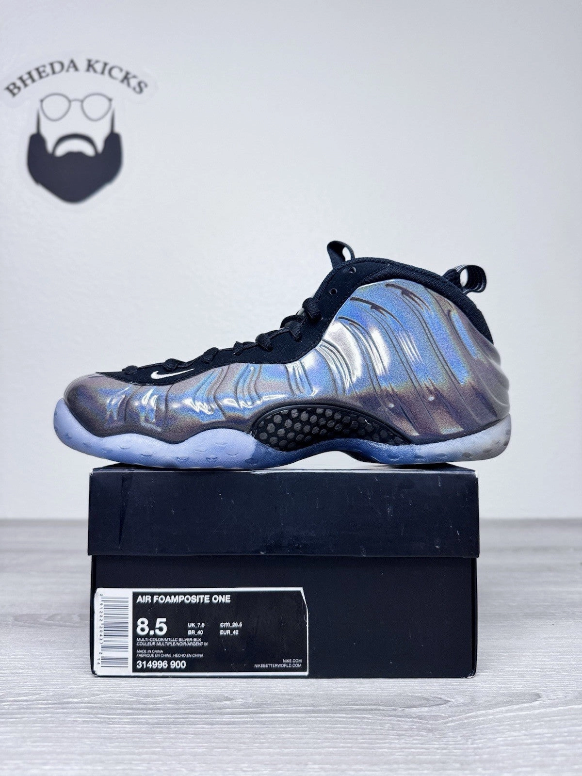 Most Comfortable Shoes Asics Size 8.5 - Nike Air Foamposite One Hologram 314996-900 Preowned Authentic