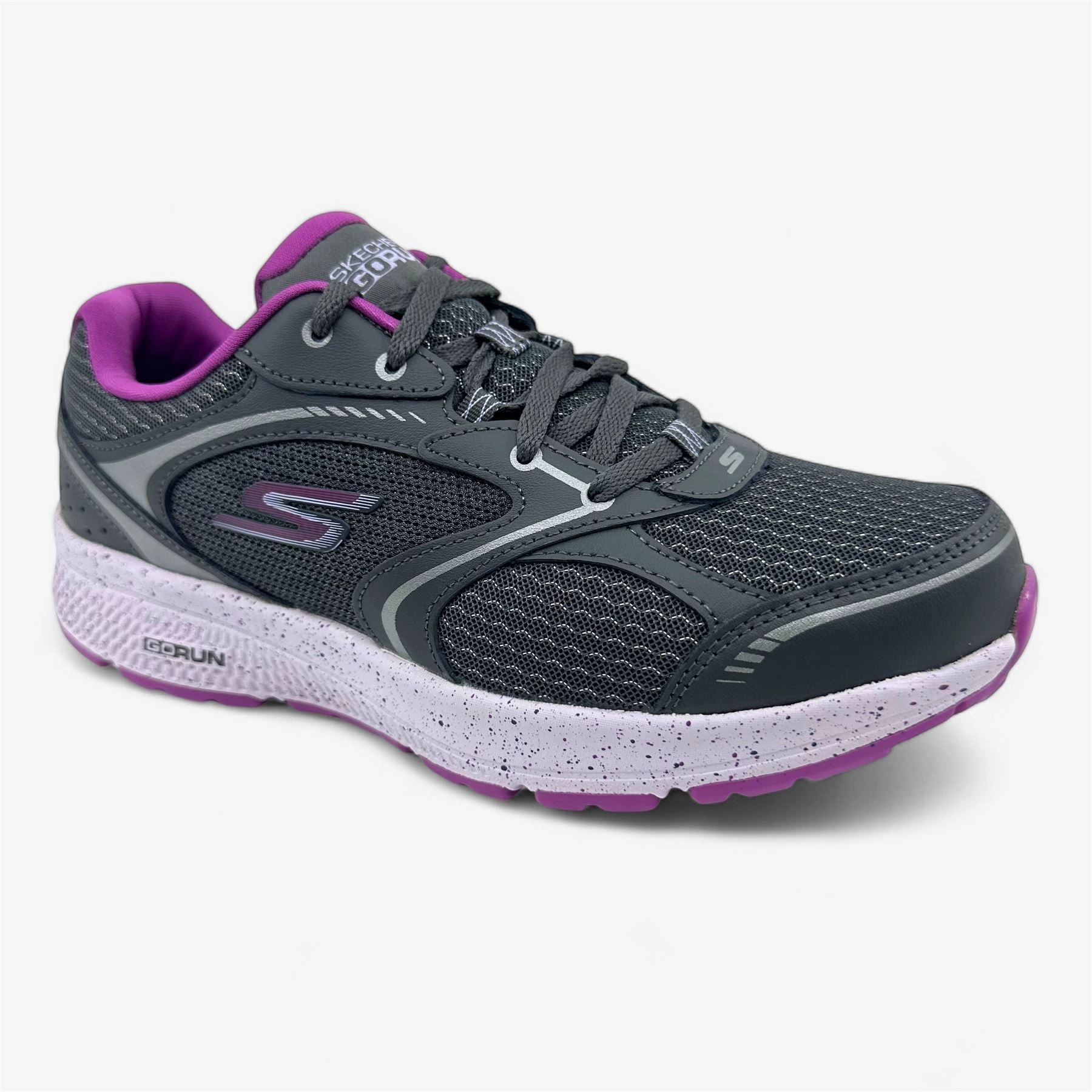 Olympics Running Shoes Skechers Go Run Consistent 2.0 Dynamic Energy Charcoal Purple Womens Sneaker