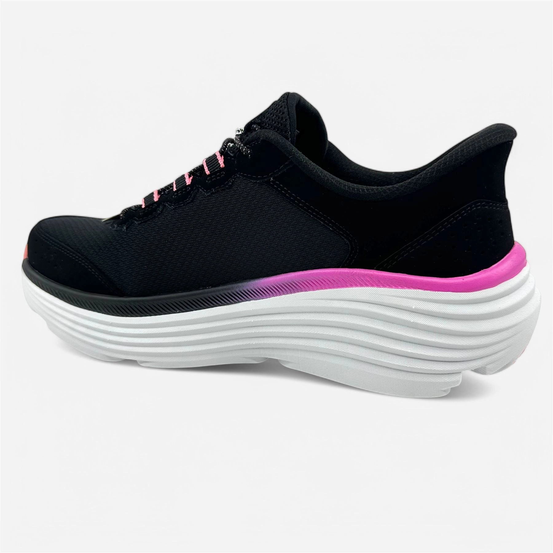 Dress Running Shoes Skechers Max Cushioning Endevour Cardova Black Pink Womens Athletic Sneaker