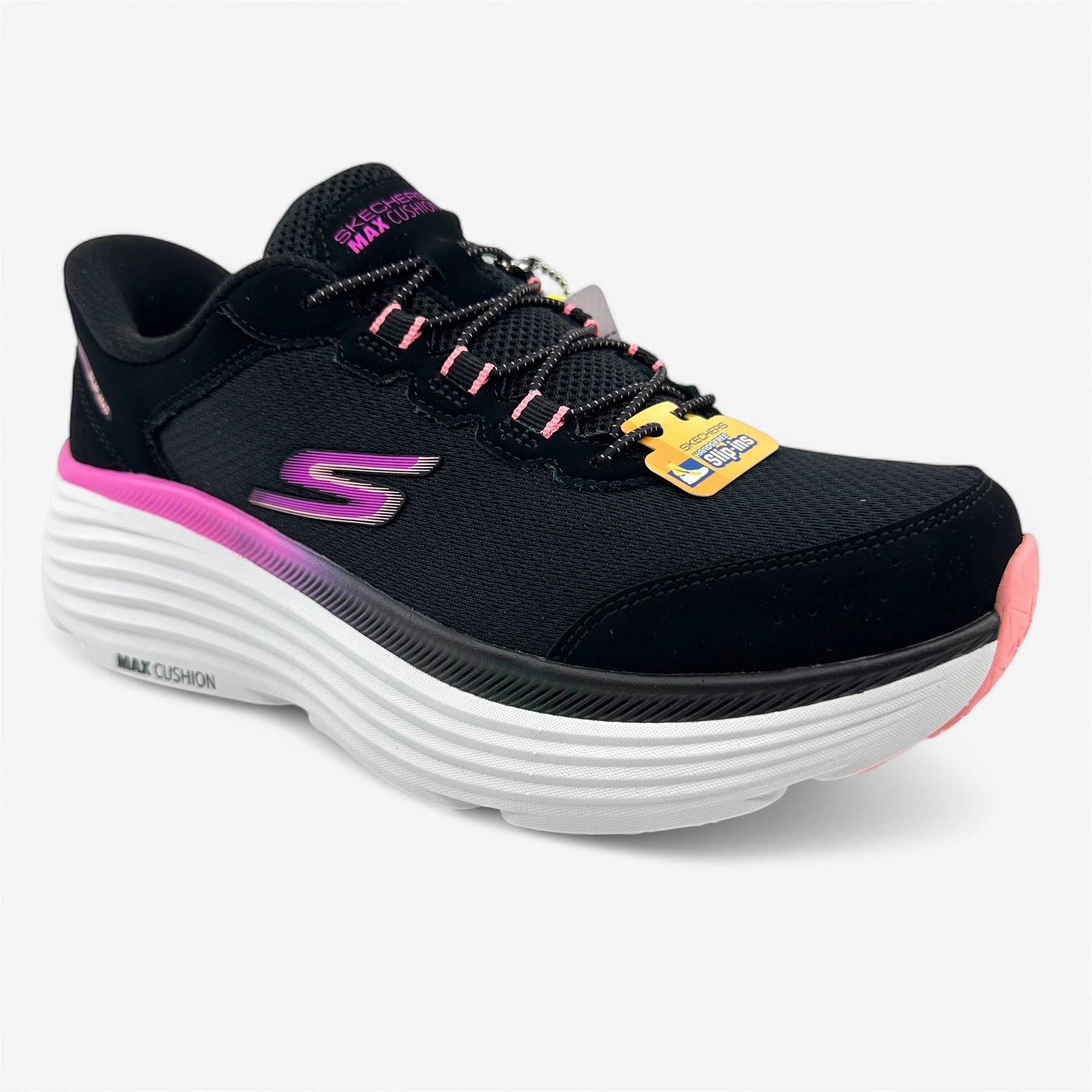 Skechers Max Cushioning Endevour Cardova Black Pink Womens Athletic Sneaker Gel Running Shoes