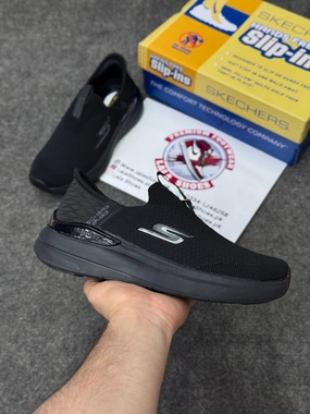 Skechers Slip-ins: Max Cushioning Hyper Burst Full Black 78965, Air-Cooled Memory Foam Thick Sole Running Shoes