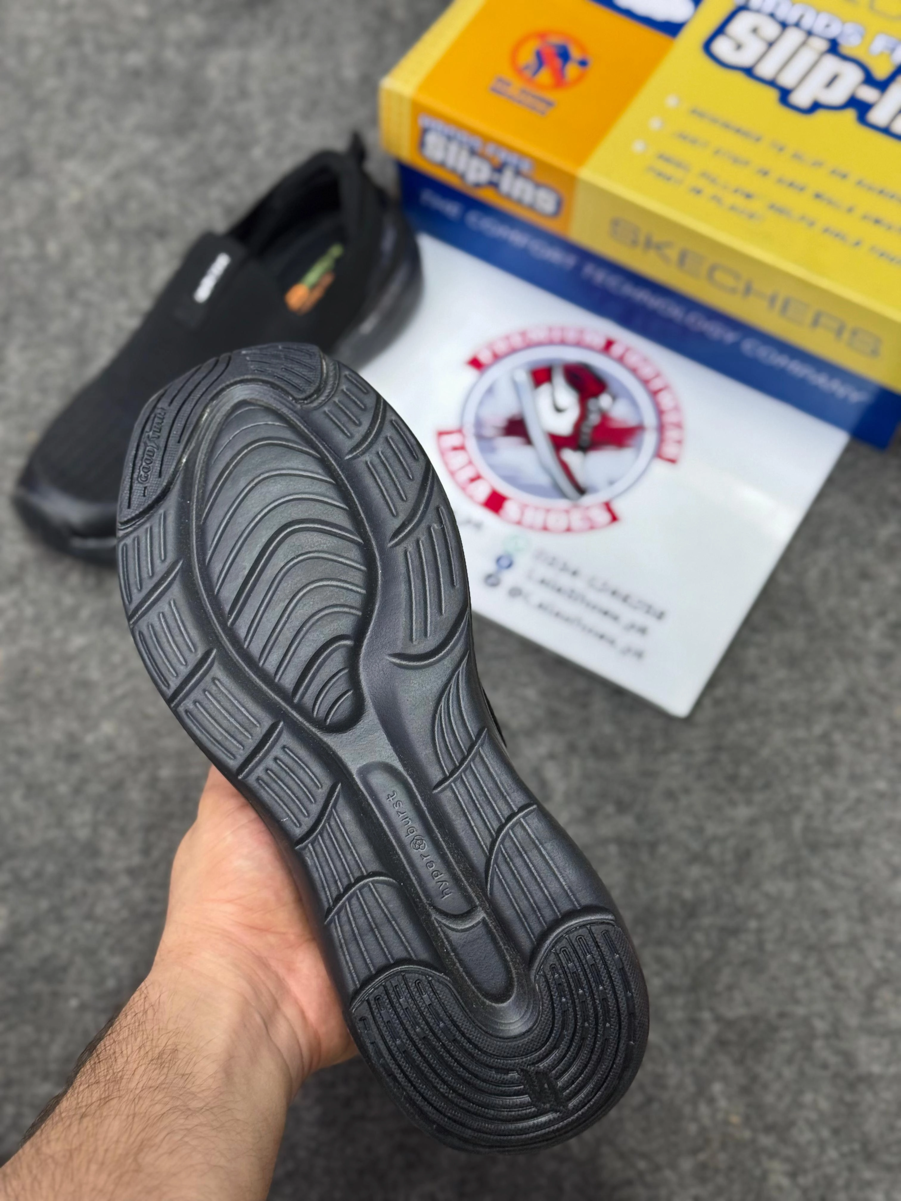 990v6 Running Shoes Skechers Slip-ins: Max Cushioning Hyper Burst Full Black 78965, Air-Cooled Memory Foam