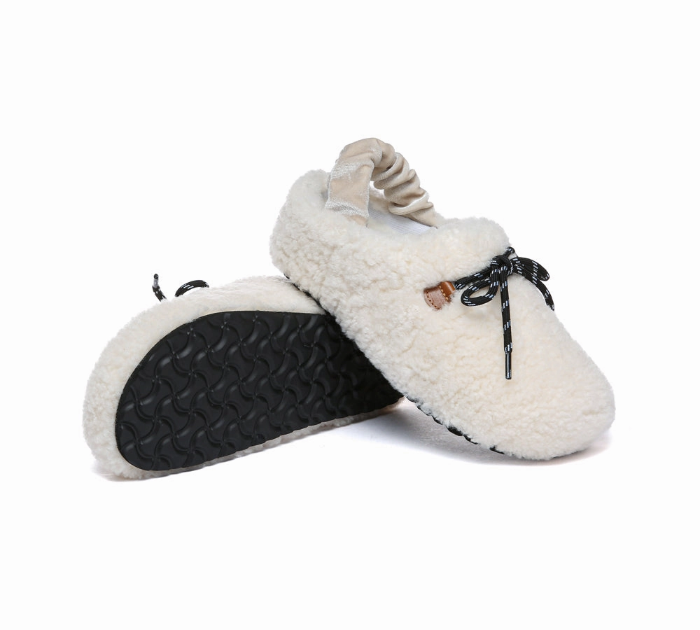 Bubble Slides Slippers AUSTRALIAN SHEPHERD UGG Slippers Women Curly Sheepskin Wool Slingback Barrett