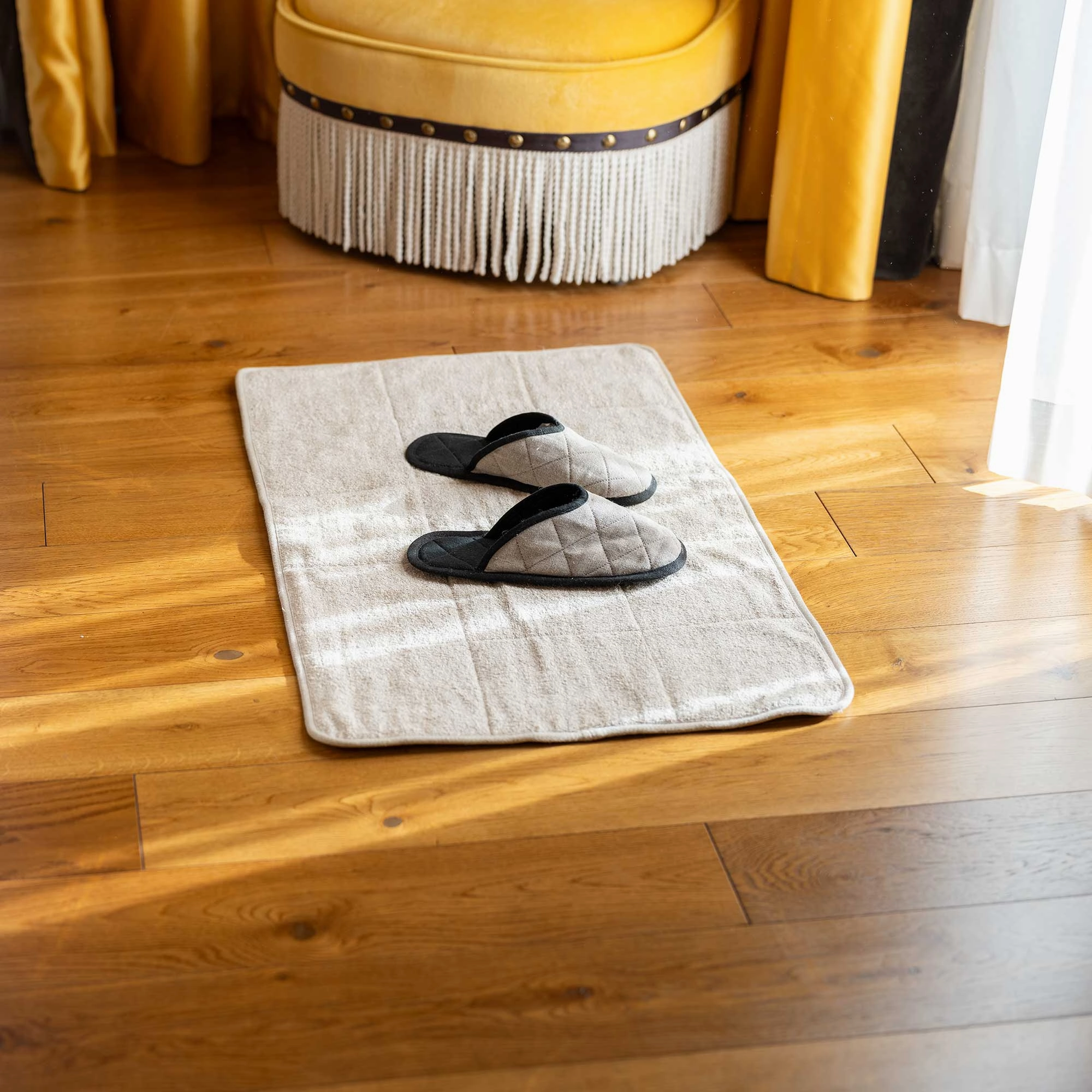 LUGANO Glue-free Organic Linen House Shoes Slippers (OC Thread, OC Fleece Lining, Elastic-Free, Synthetic-Free) (100% Biodegradable) Slides Bottom