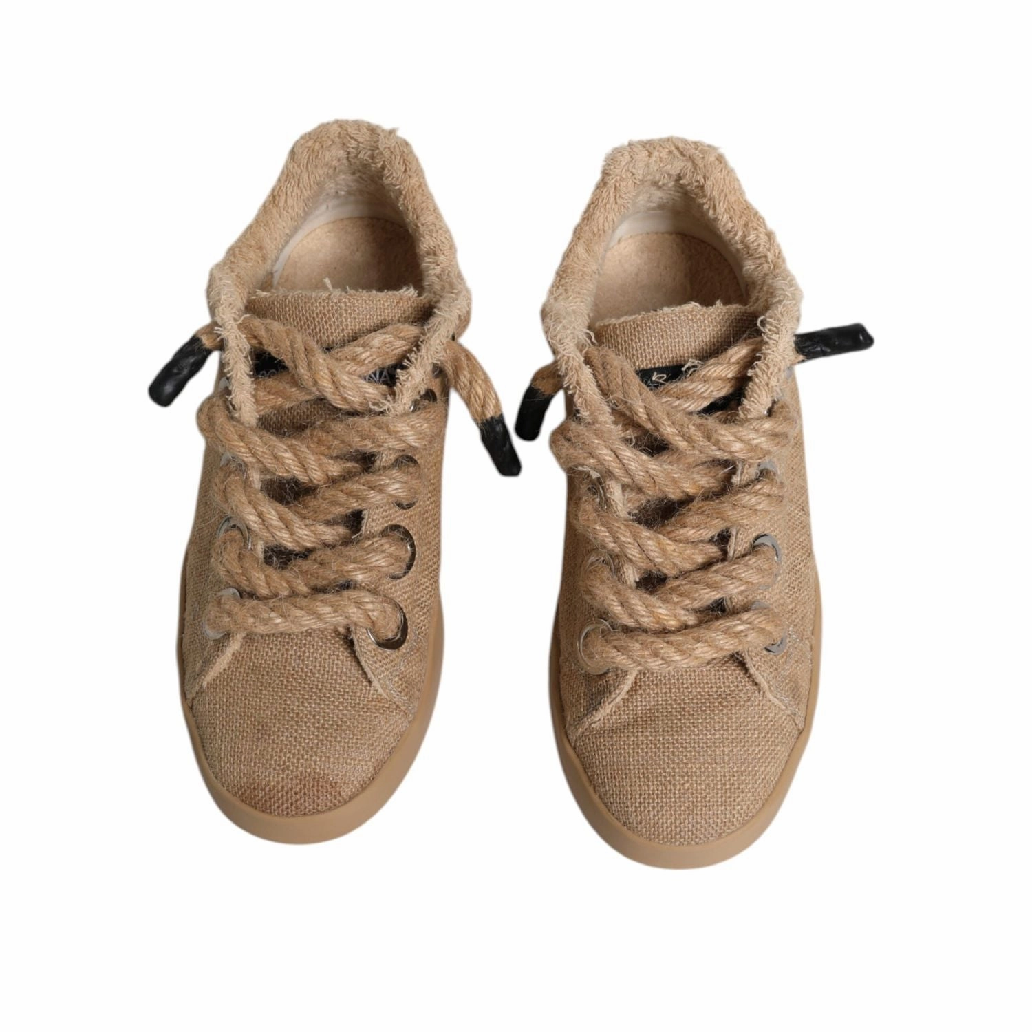 Sneakers Curb Dolce & Gabbana Brown Jute Fabric Low Top Men Sneakers Shoes