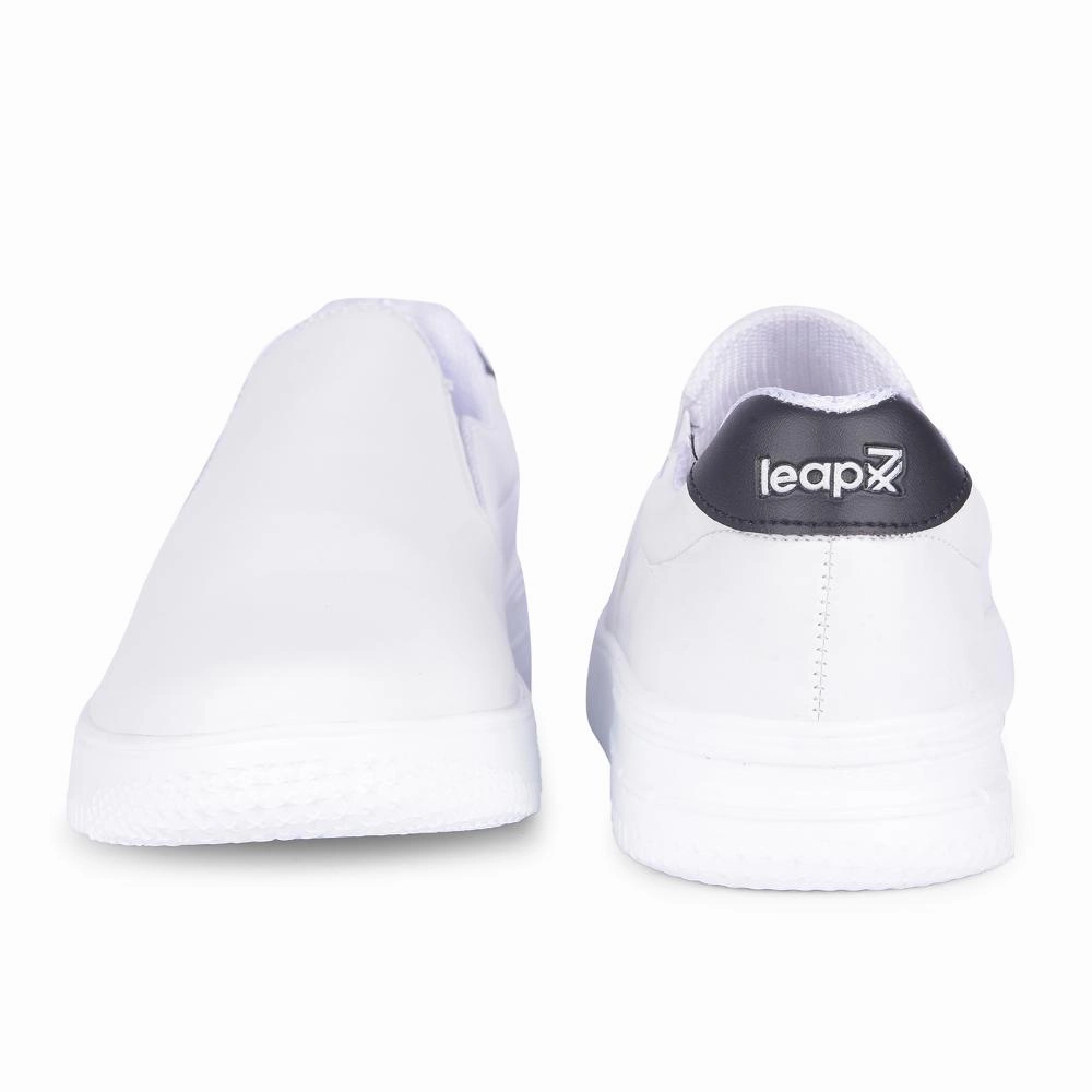 Leap7x Casual White Non-Lacing Sneakers For Men DUGLAS-2E By Liberty Cole Haan Leather Casual Shoes