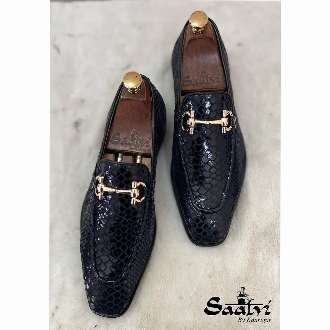 Snake Foil Loafers - Blue Designer Chunky Loafers