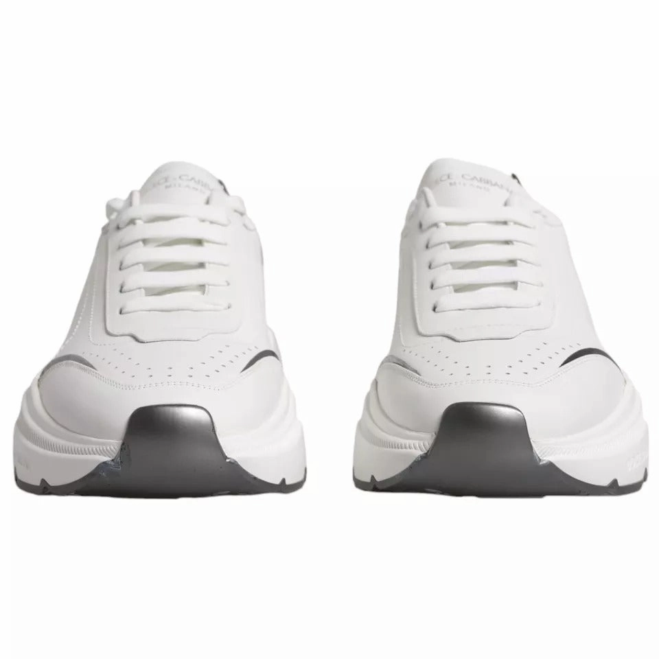 Sneakers Near Me Membership Cost Dolce & Gabbana White Silver DAYMASTER Leather Sneakers Men Shoes