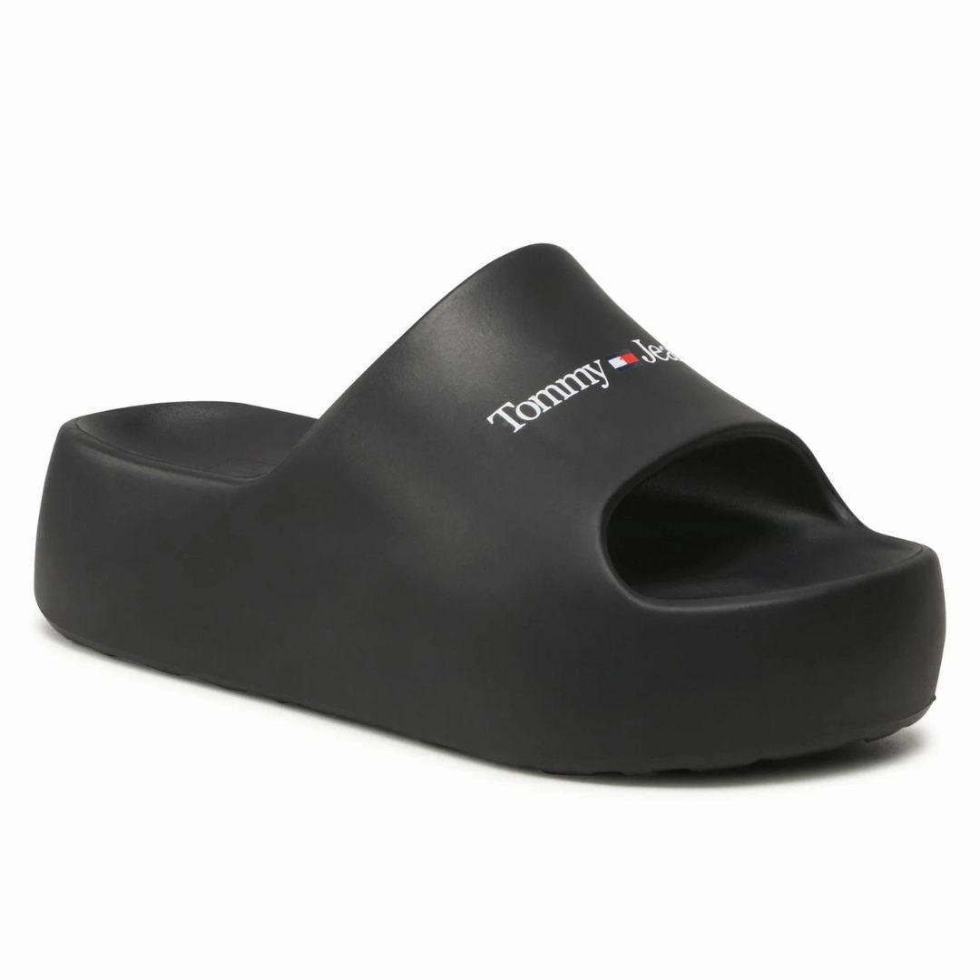 Ruby Slippers Shoes Tommy Hilfiger Chunky Flatform Pool Slides - BLK