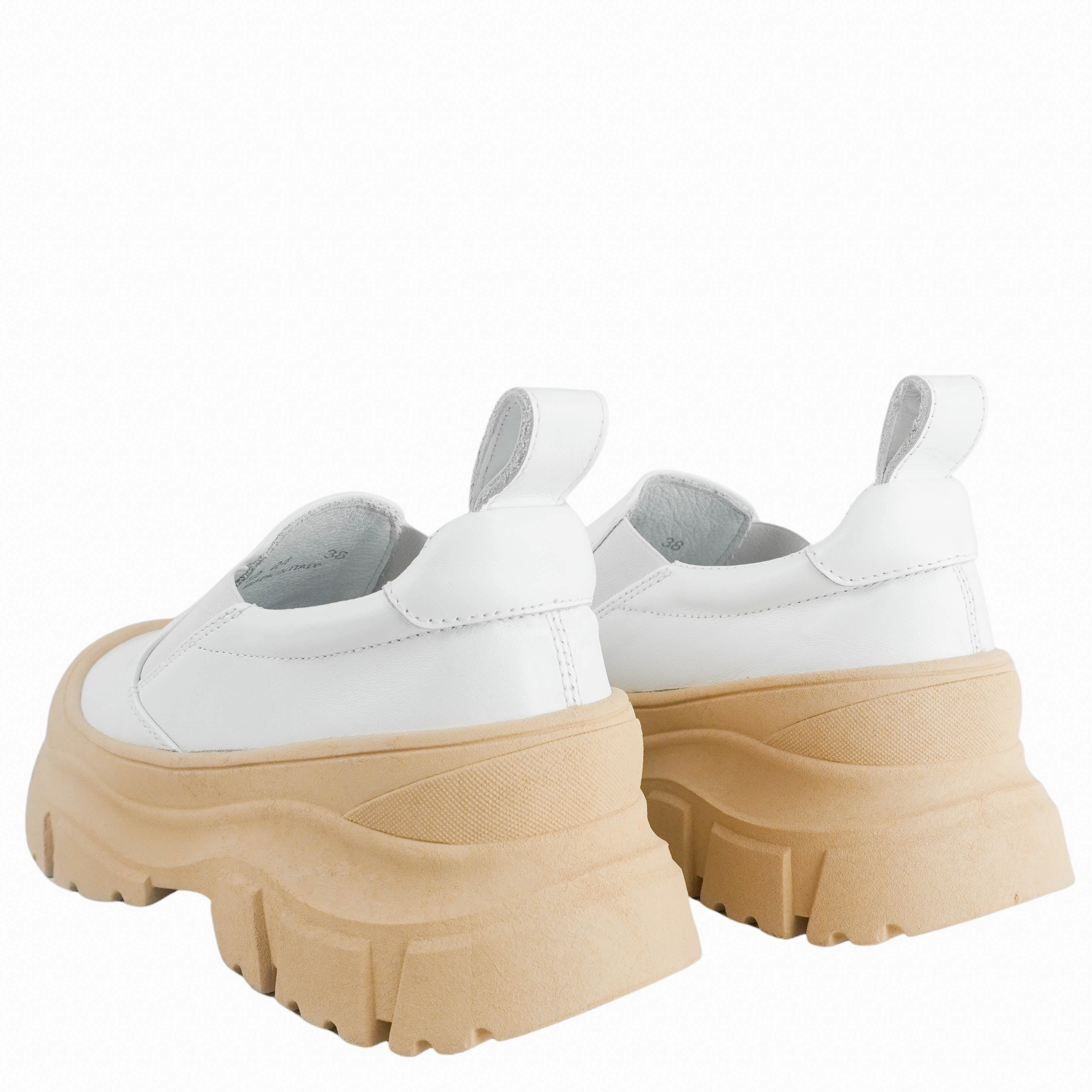 Sofie D'Hoore Fano Slip On Shoes in White and Camel Camel Flat Shoes