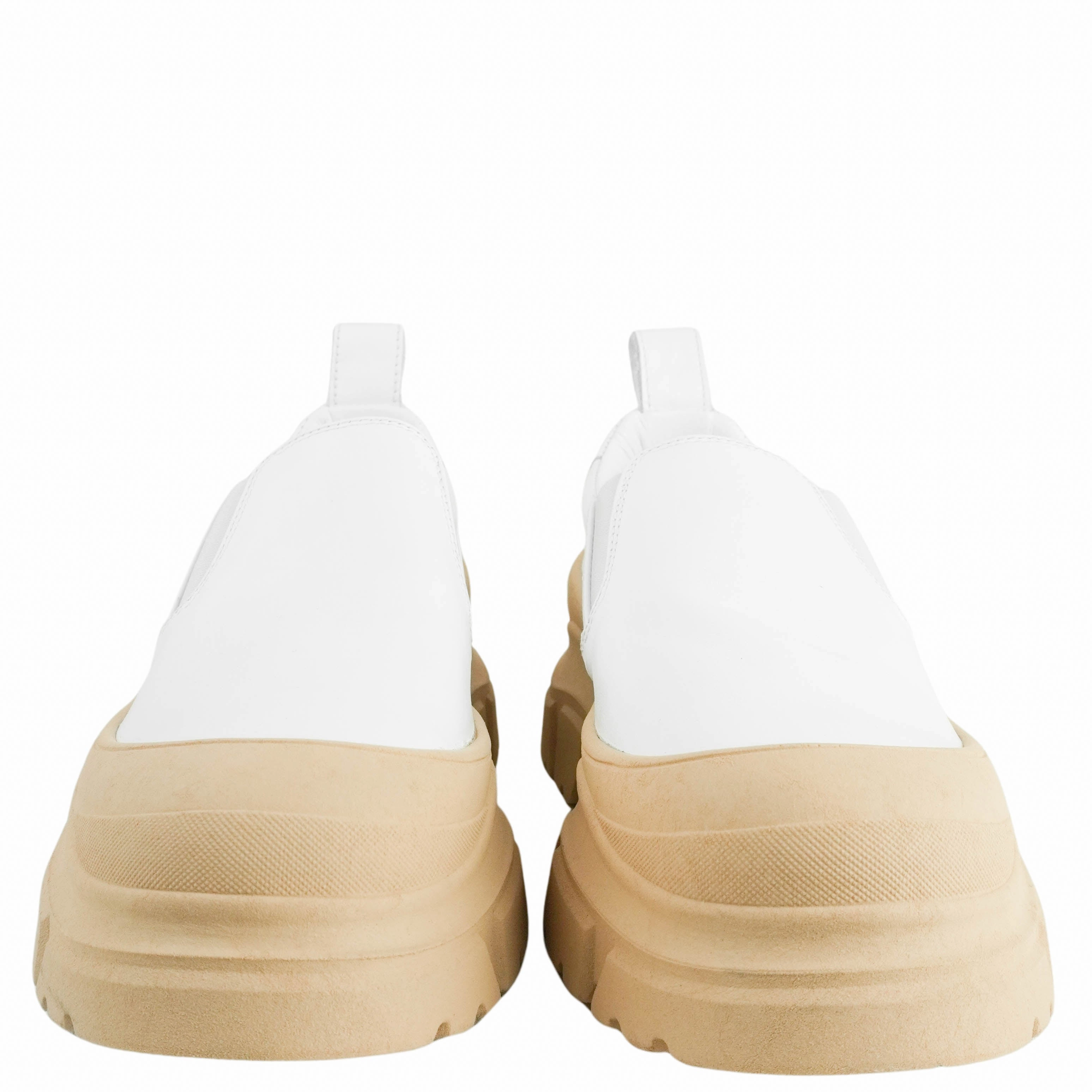 Sofie D'Hoore Fano Slip On Shoes in White and Camel Style Flat Shoes