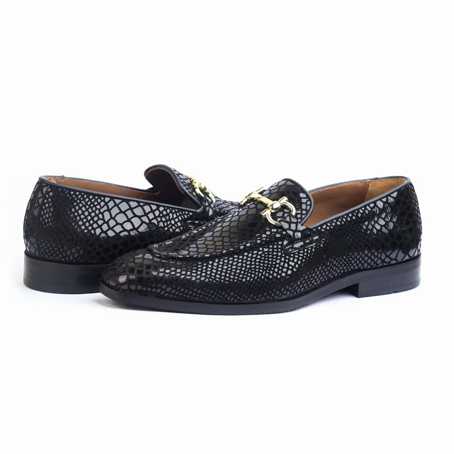 Coach Loafers Leah Snake Foil Loafers - Black