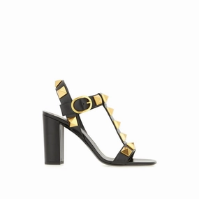 Valentino Garavani Black Calfskin Stiletto Heel Sandals Sandals Barbados Royal