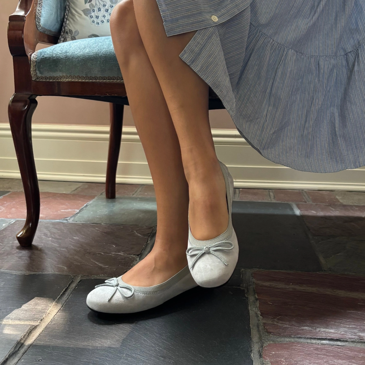 Ladies Flat Wedge Shoes Jamie Leather Ballerina Flat