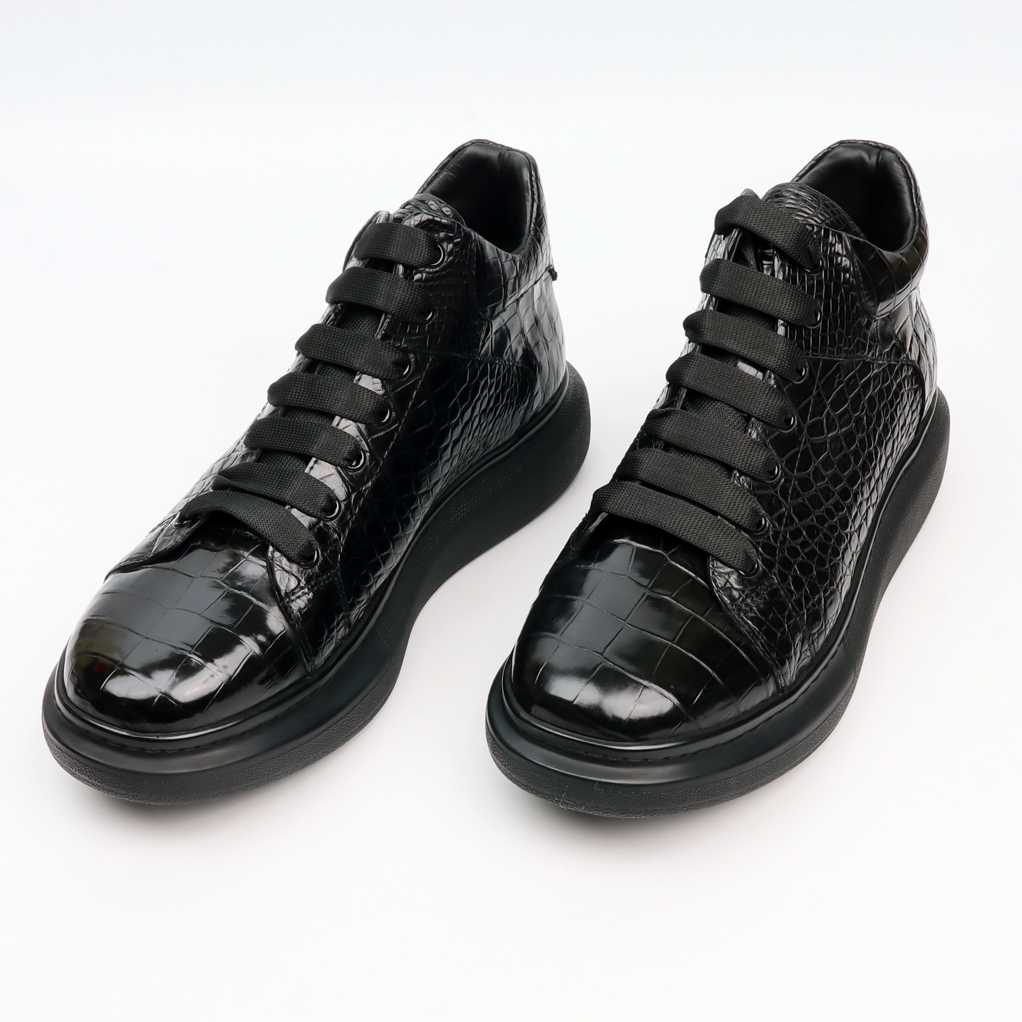 Men's Genuine Crocodile Leather Sneakers Boots Black Shoes Basic Adrian Bex Loafers