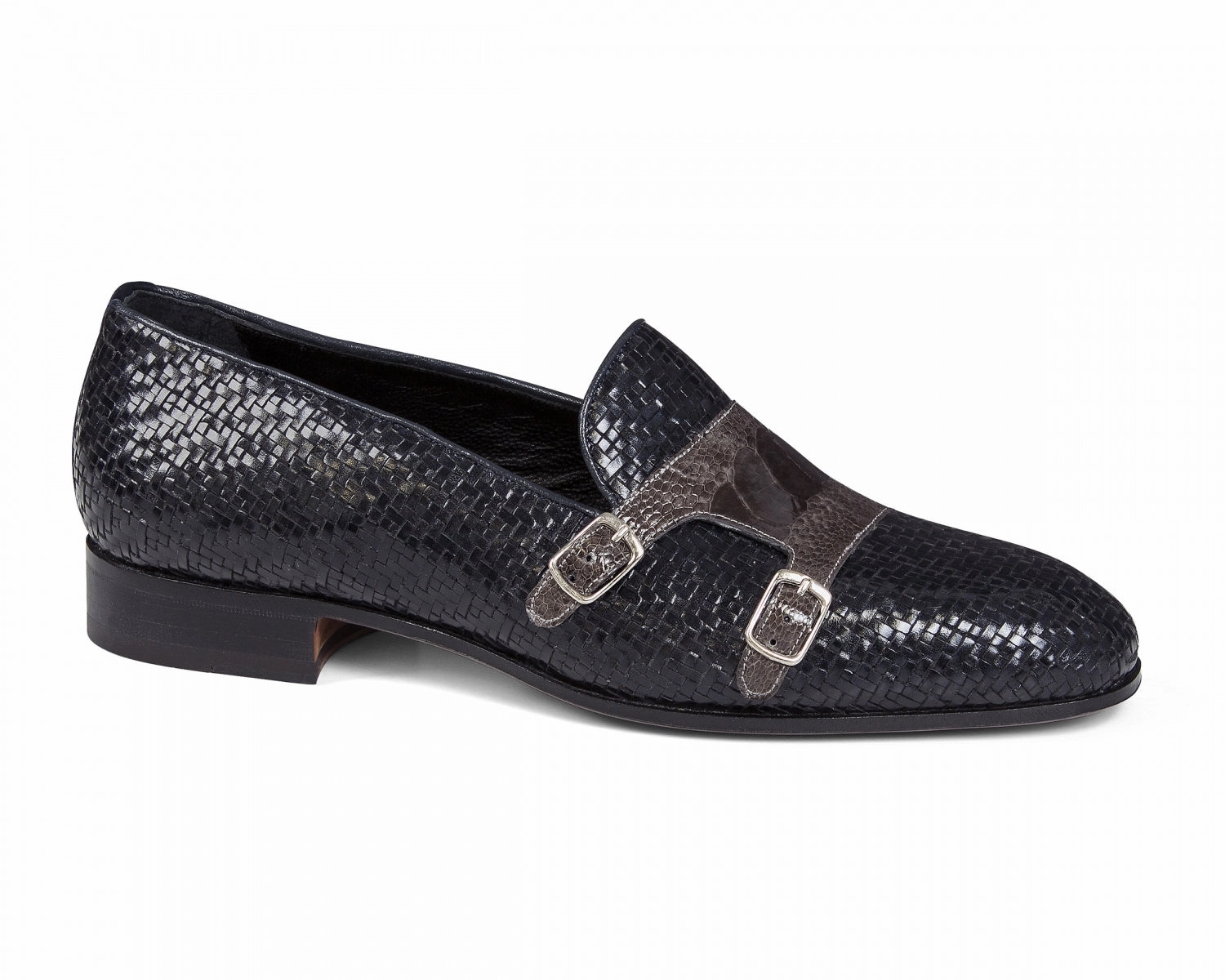 Mauri - 4811 Blue Woven & Grey Ostrich Leg Loafer Loafers Toe Split