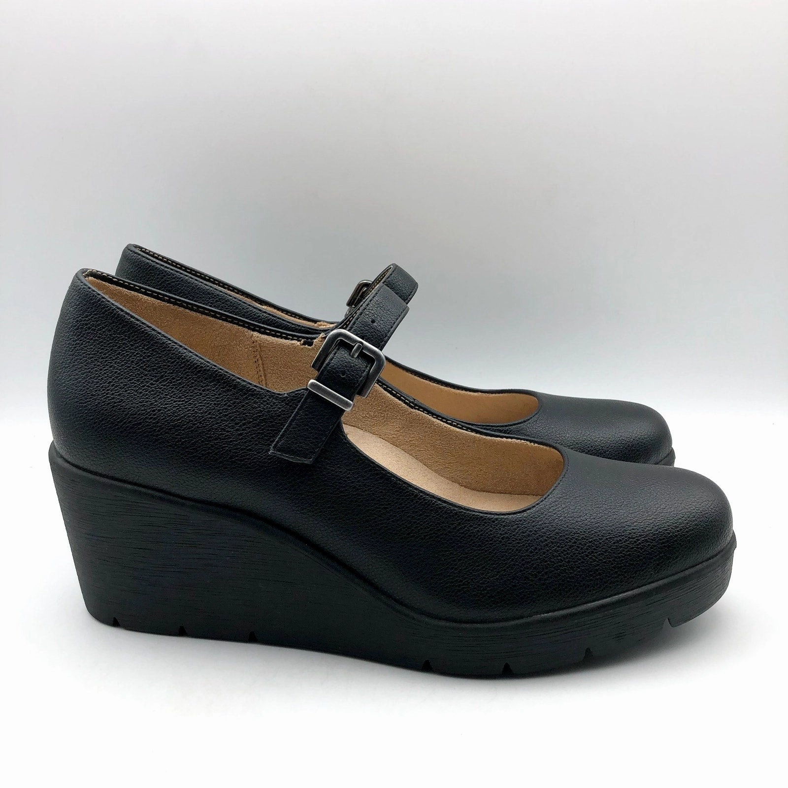Slip In Casual Shoes Soul Naturalizer Womens Adore Mary Jane Wedges US 10 Wide EU 41 Black NIB