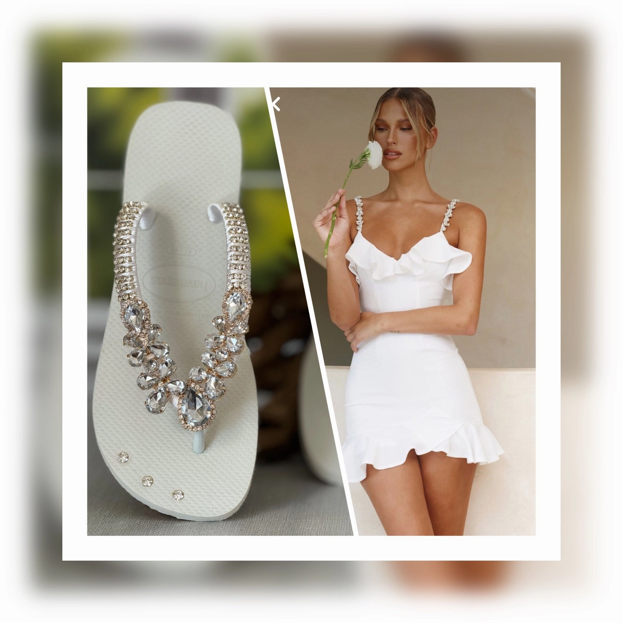 Sparkling Crystal Wedding Flip Flop Handmade White Sandal Elegant Rhinestone Accent Sole Detail Glam Look Lightweight Custom Summer Resort Shoe Sailor Moon Flip Flops