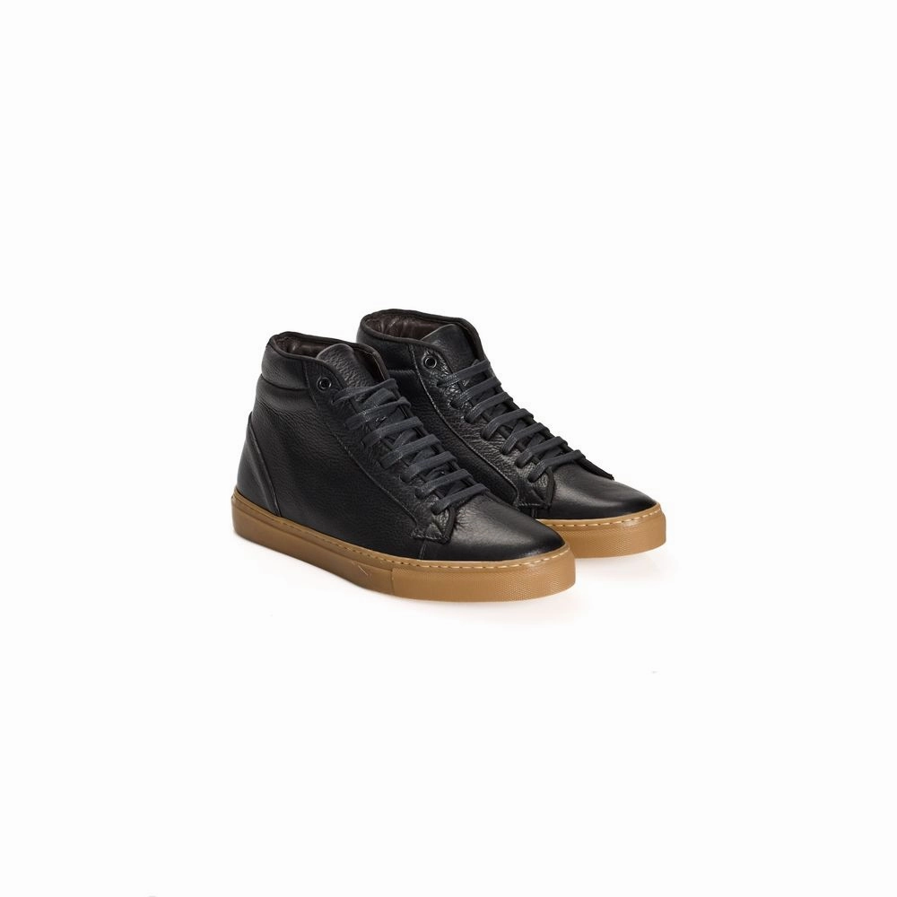 Roberto Pepe Luxury Black Calfskin Men's High Sneaker Medicare And Silver Sneakers Program