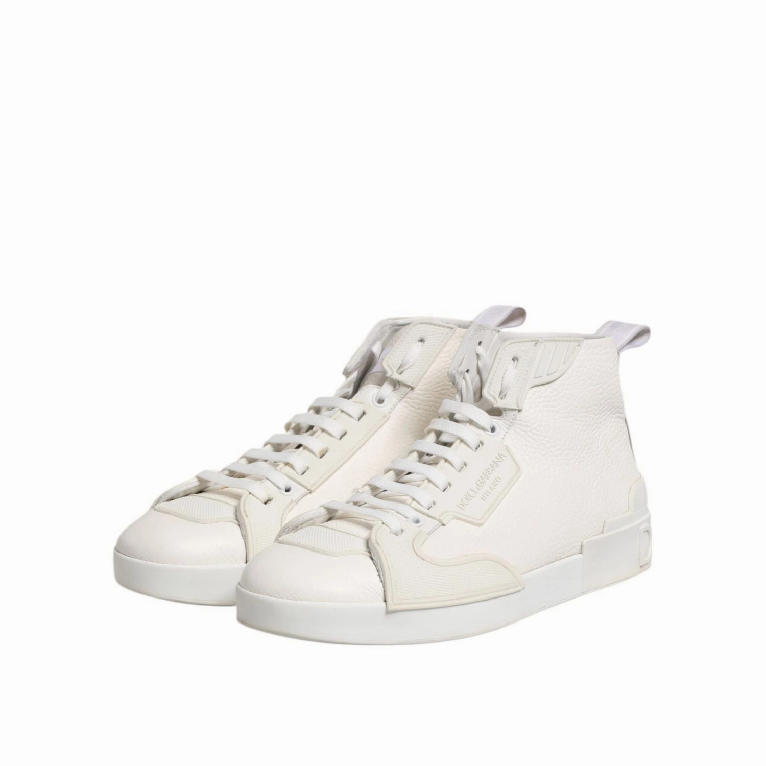 Dolce & Gabbana White Leather Mid Top Sneakers Shoes Vulcanized Sneakers