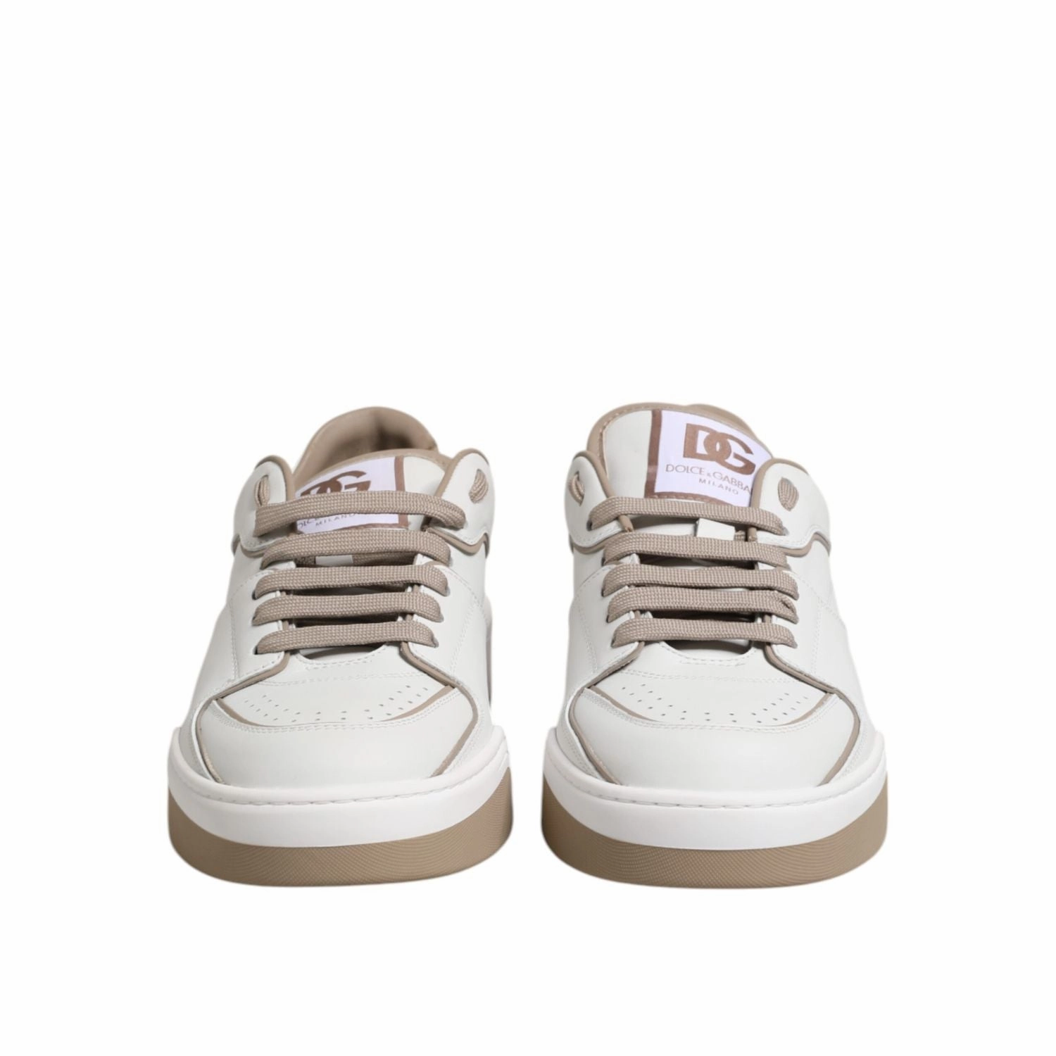 Dresses Worn With Sneakers Dolce & Gabbana White Brown Leather Low Top Men Sneakers Shoes