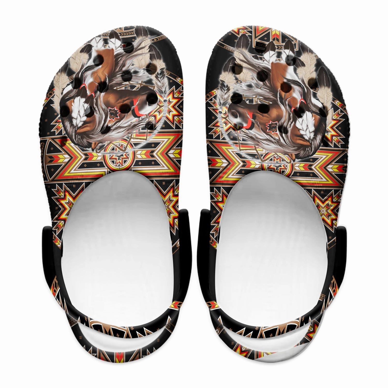 Leather Gazele Heeled Sandals Native Pattern Clog Shoes For Adult and Kid 89226 New