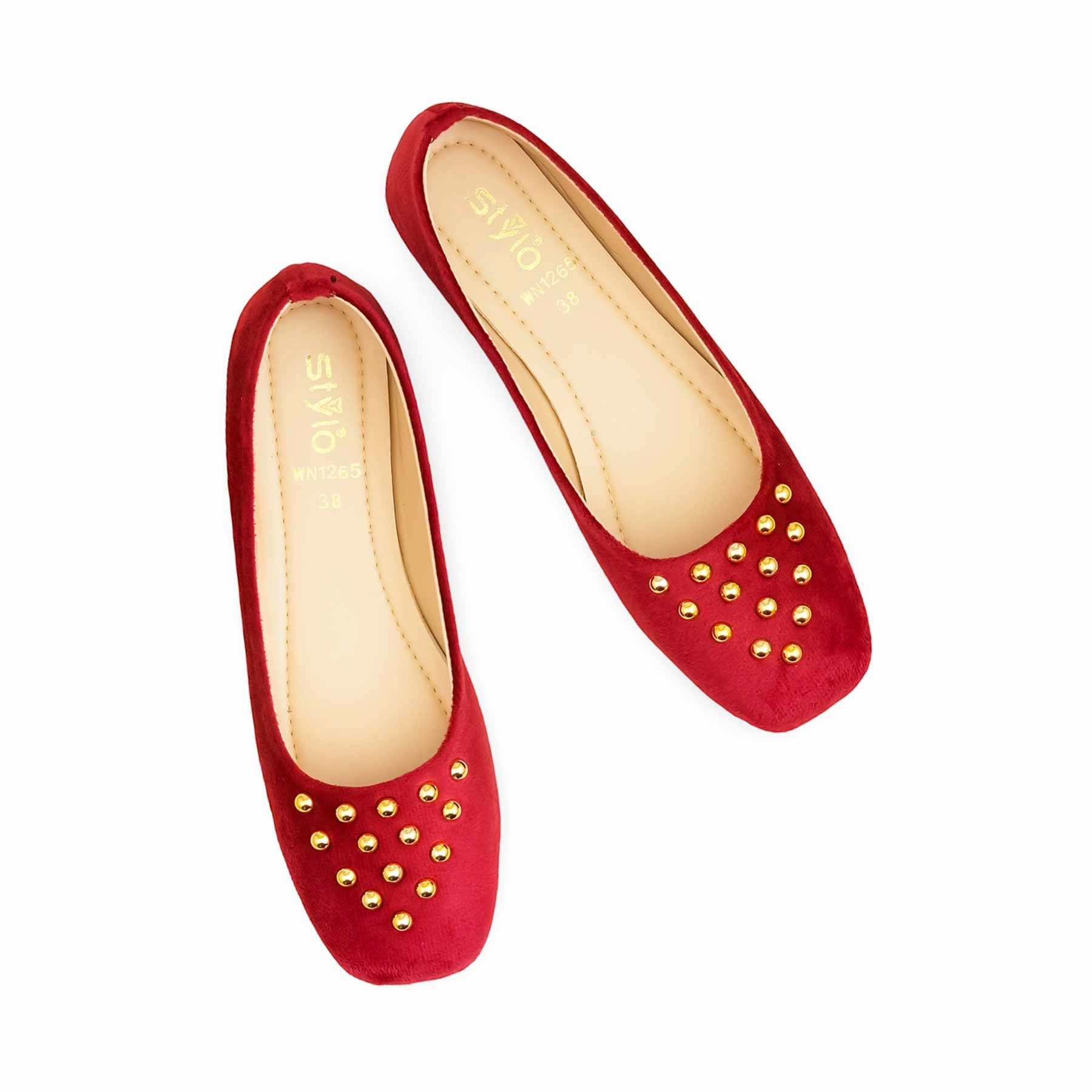 Flat Shoes Feet Red Pumps For Ladies WN1265